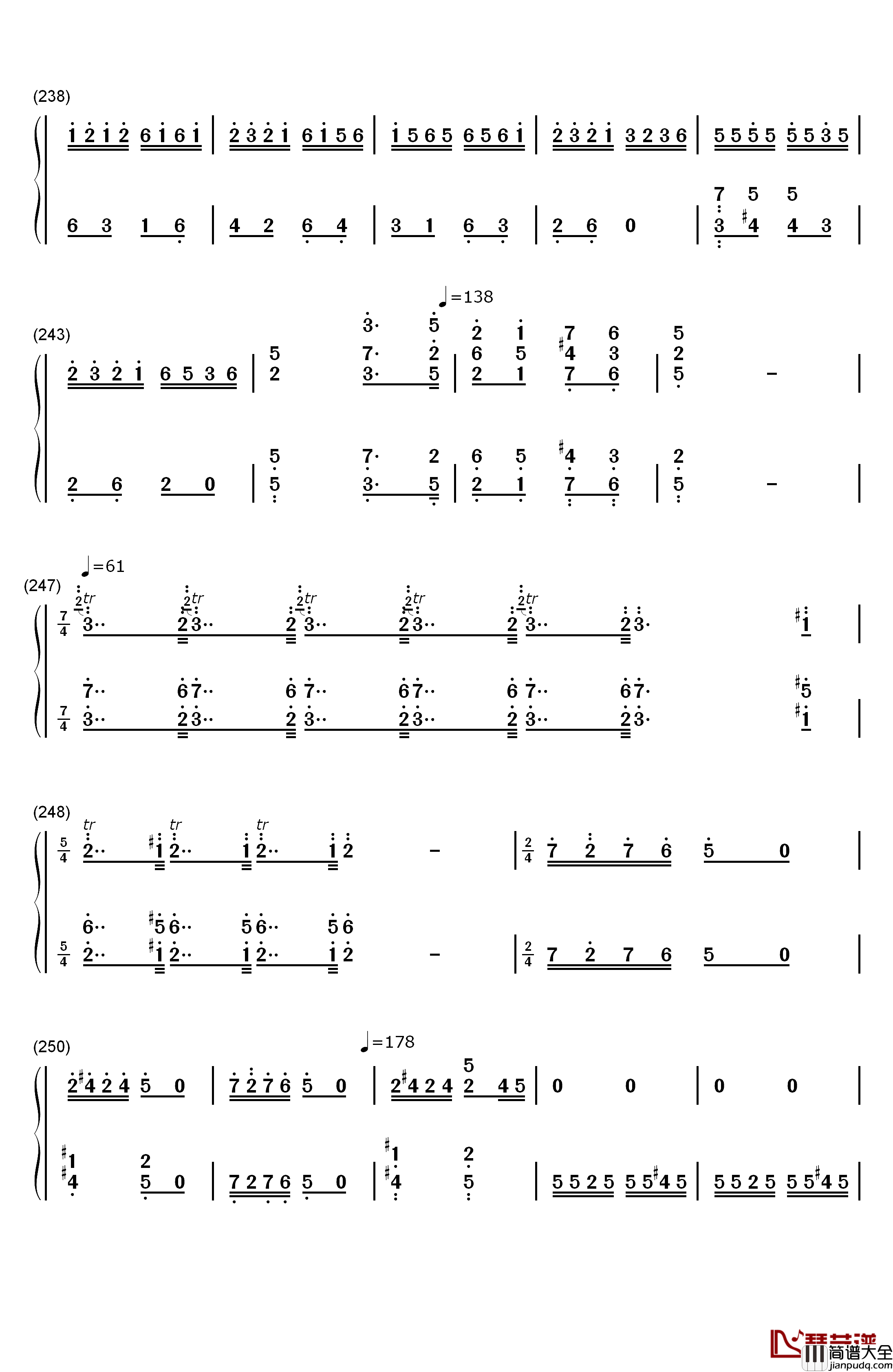 百鸟朝凤钢琴简谱_数字双手_王建中