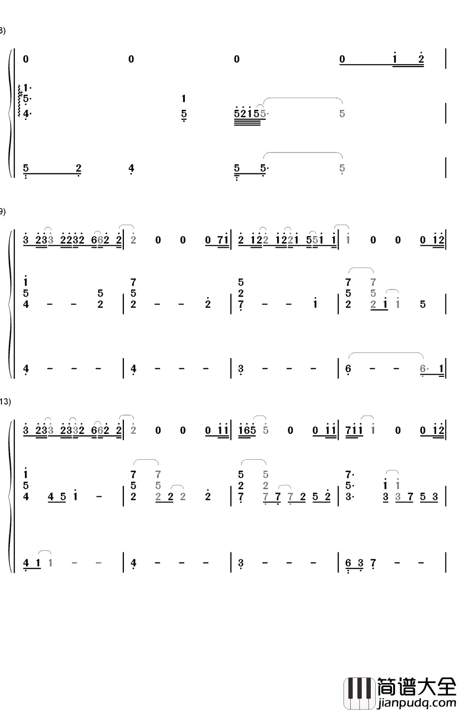 呜咽钢琴简谱_数字双手_郑秀晶