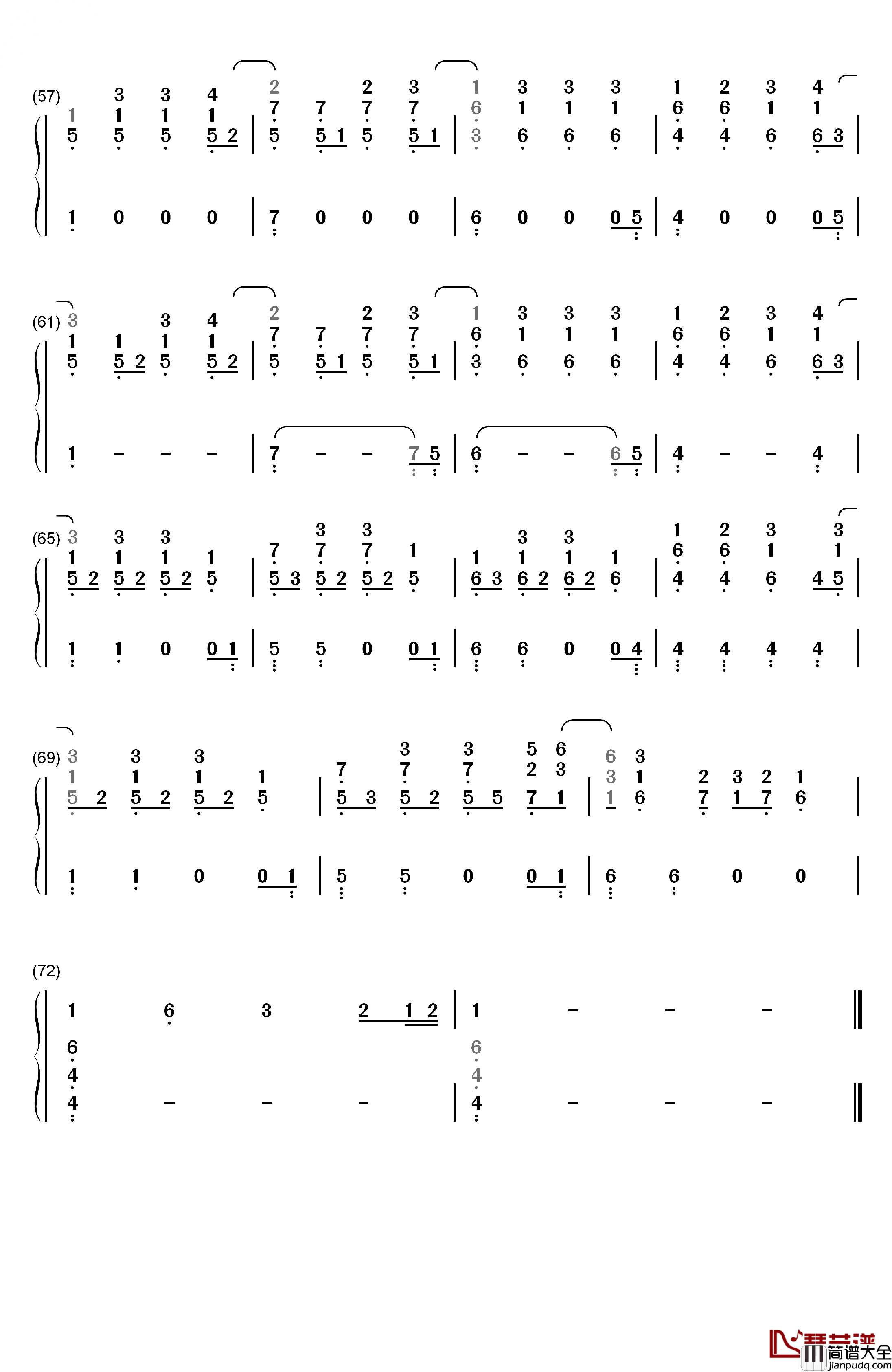 The_Show钢琴简谱_数字双手_Lenka