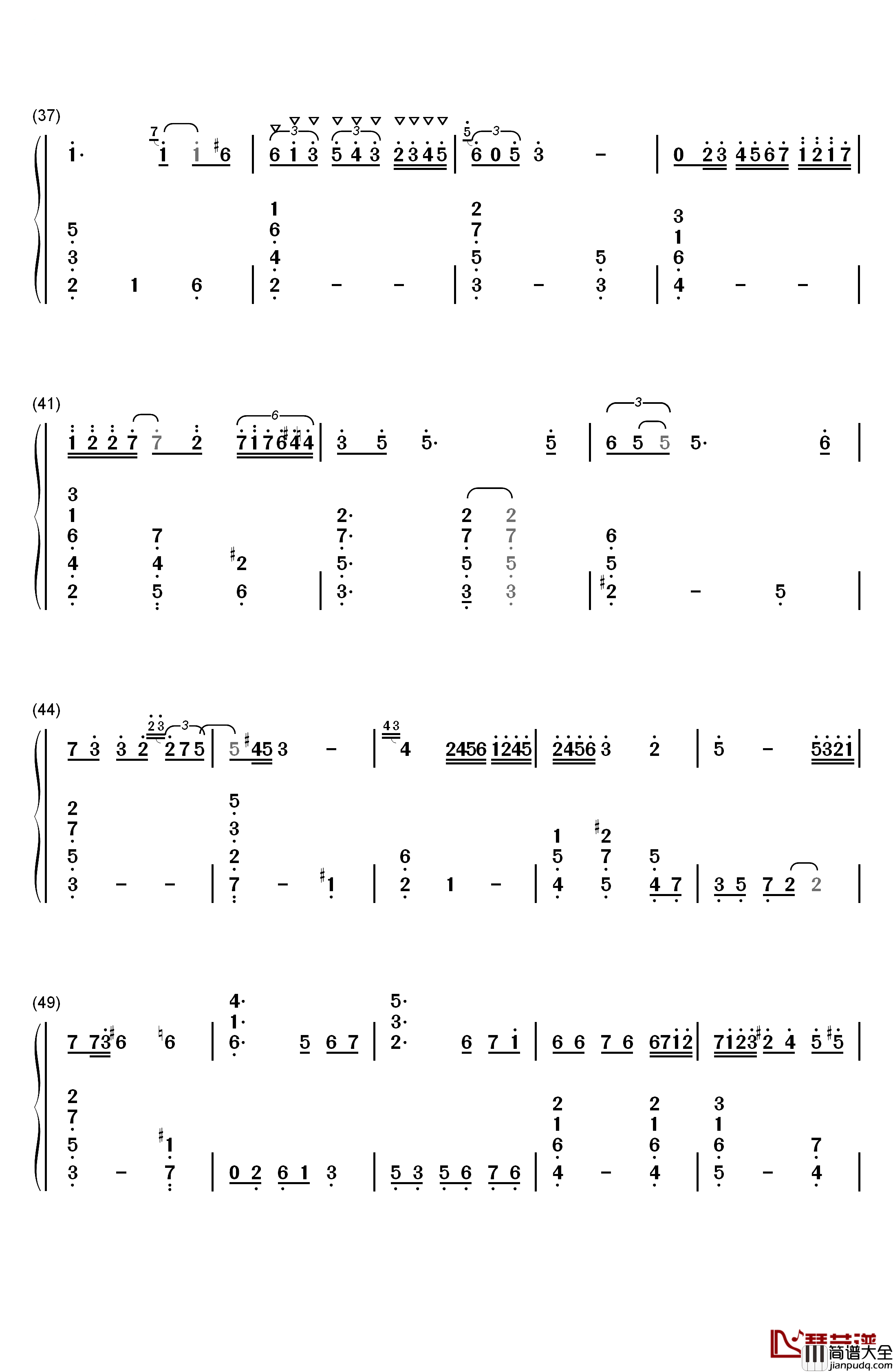 Sleep_Away钢琴简谱_数字双手_Bob_Acri