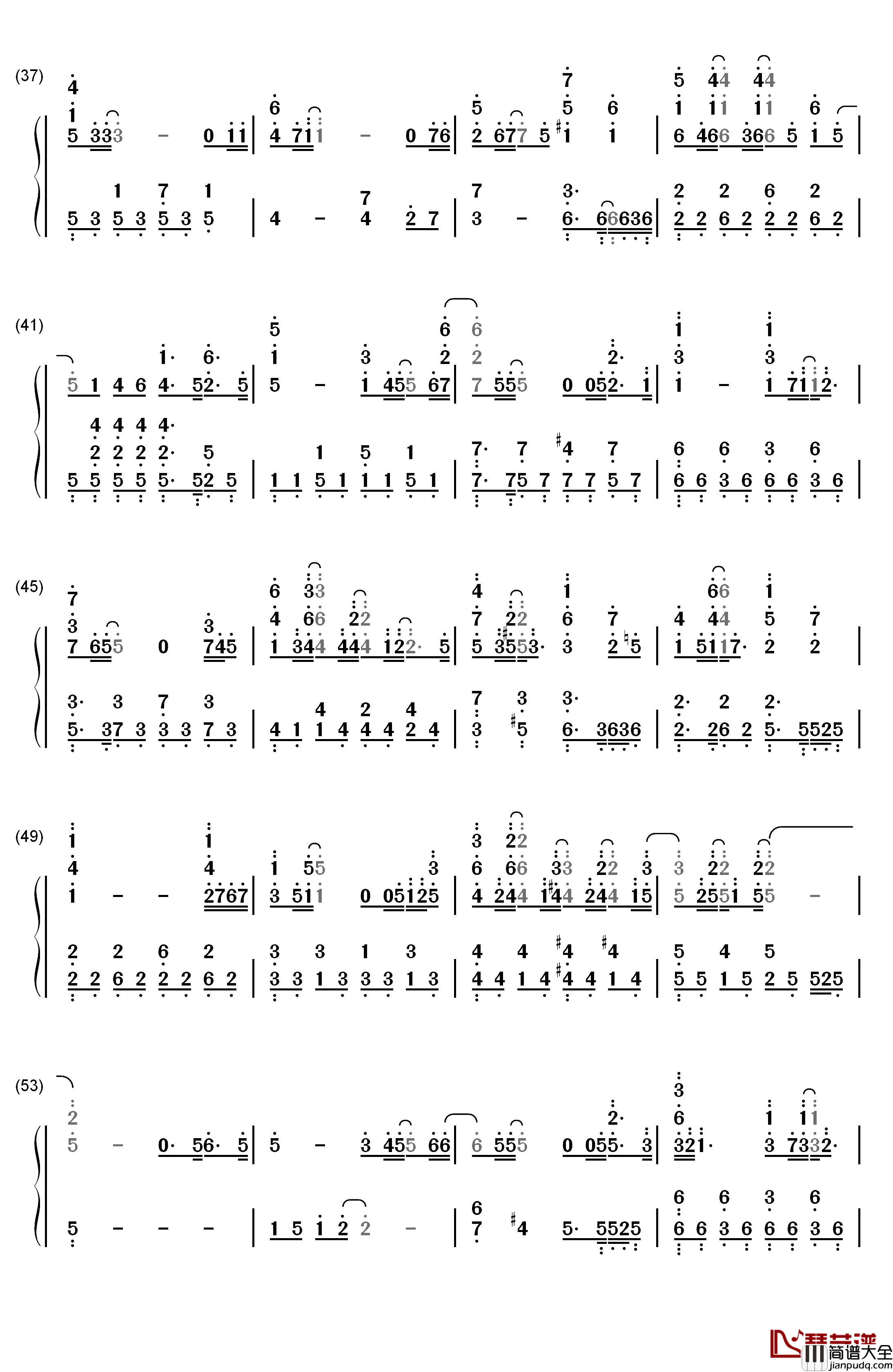 爱那一句话钢琴简谱_数字双手_金泰妍