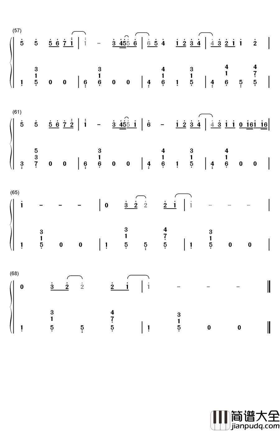 流沙钢琴简谱_数字双手_陶喆