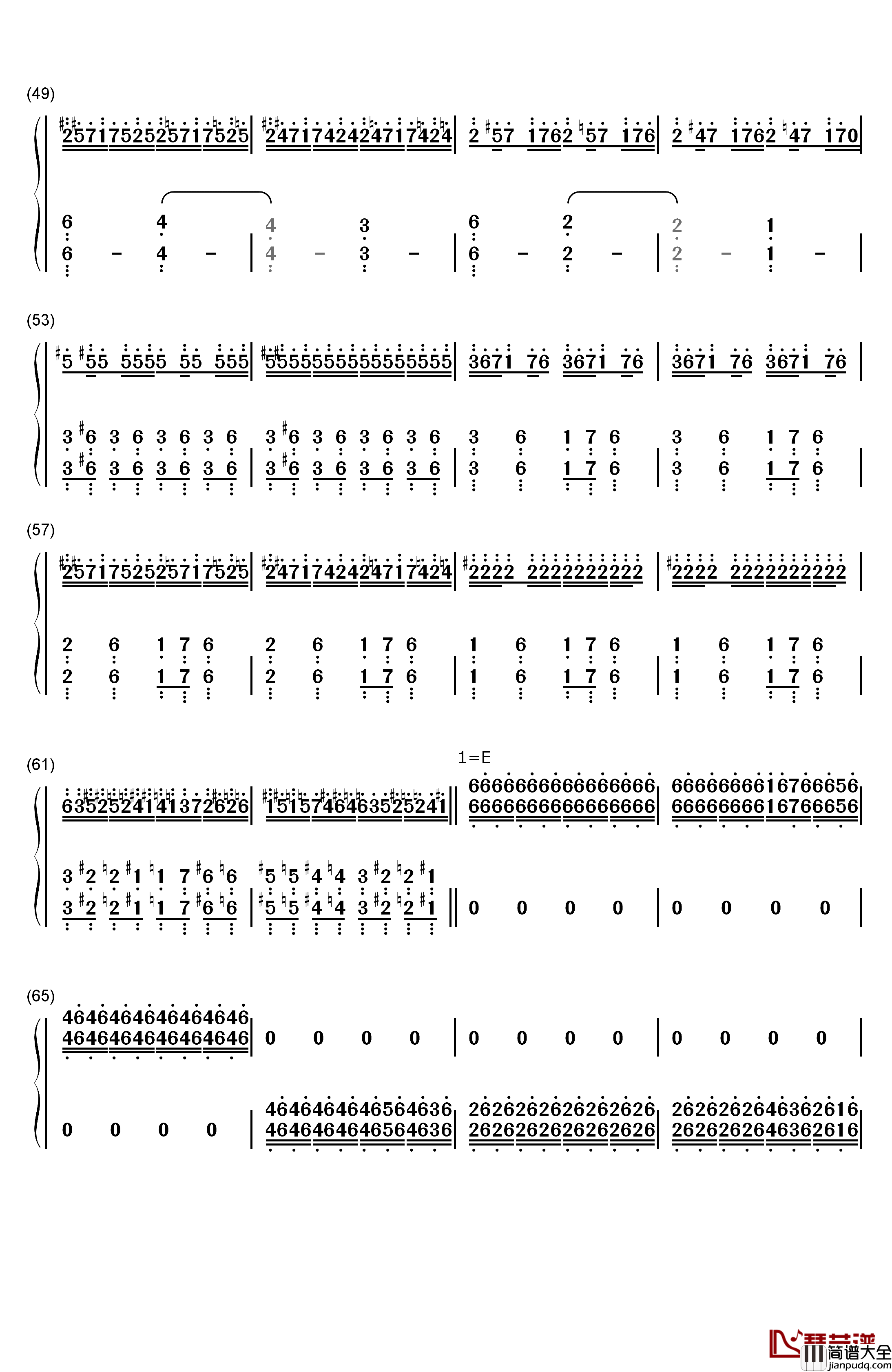 天国的孩子钢琴简谱_数字双手_马克西姆