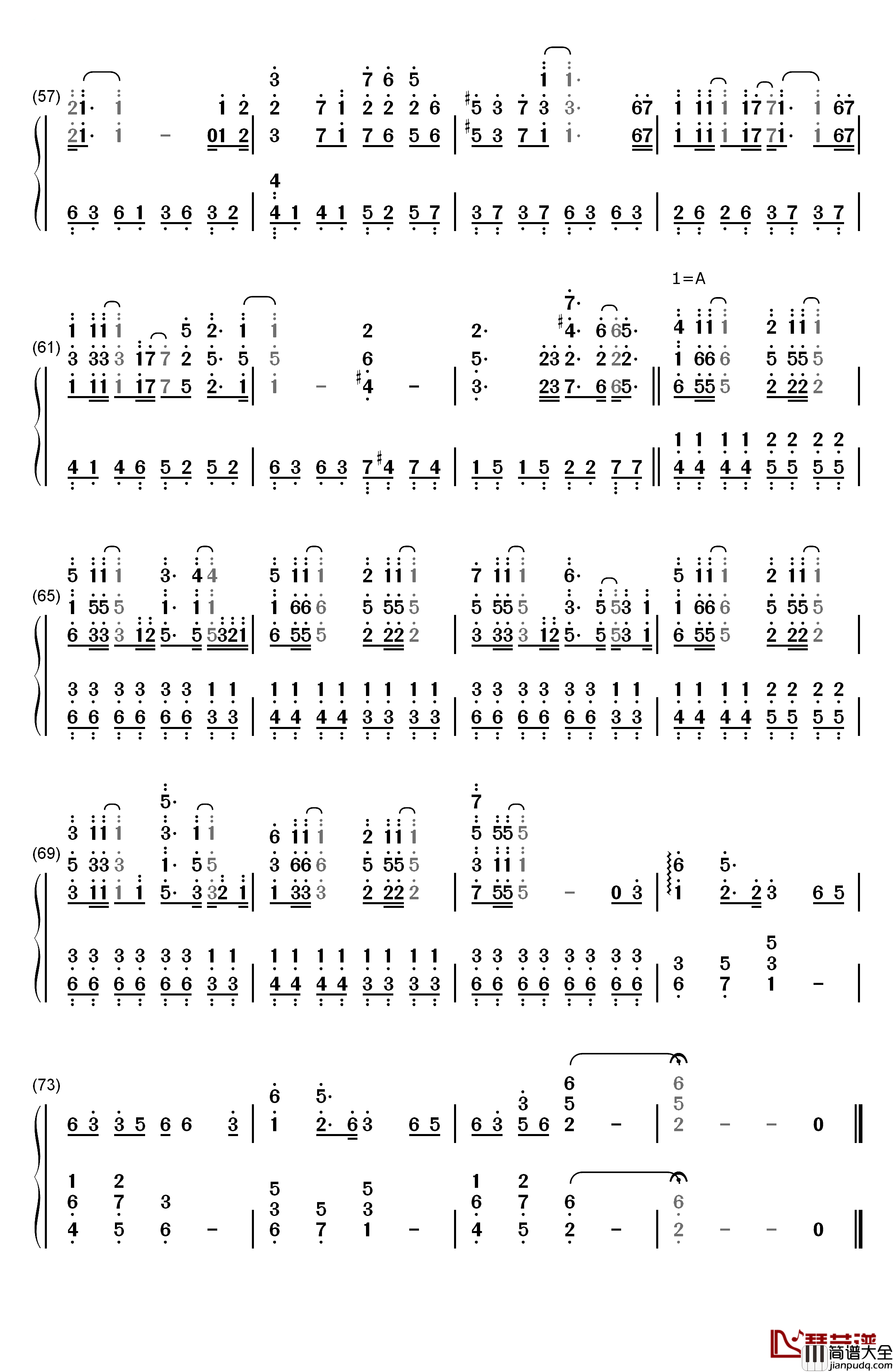 Itsuka钢琴简谱_数字双手_泽野弘之