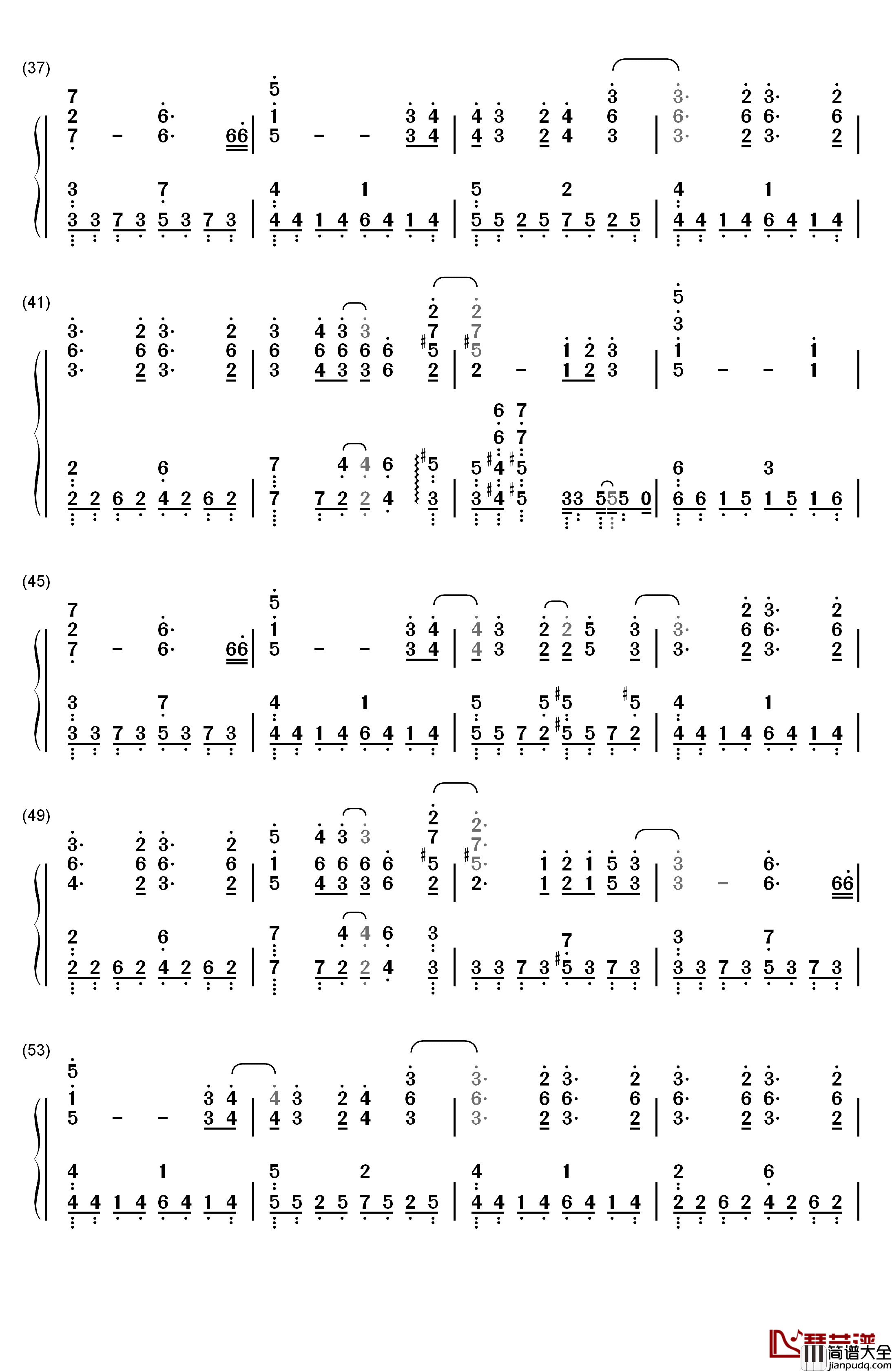 crossing_field钢琴简谱_数字双手_LiSA