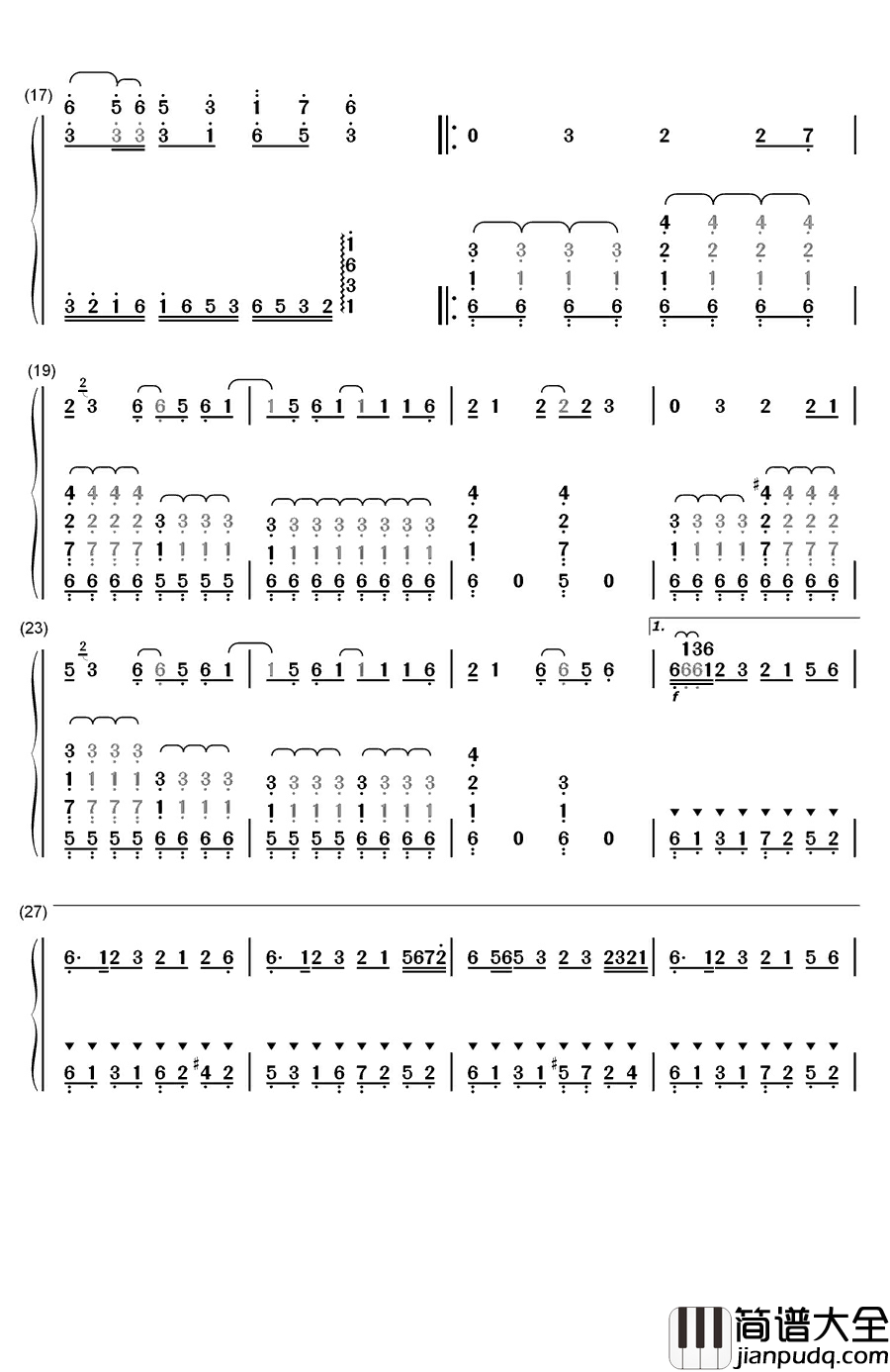 权御天下钢琴简谱_数字双手_洛天依