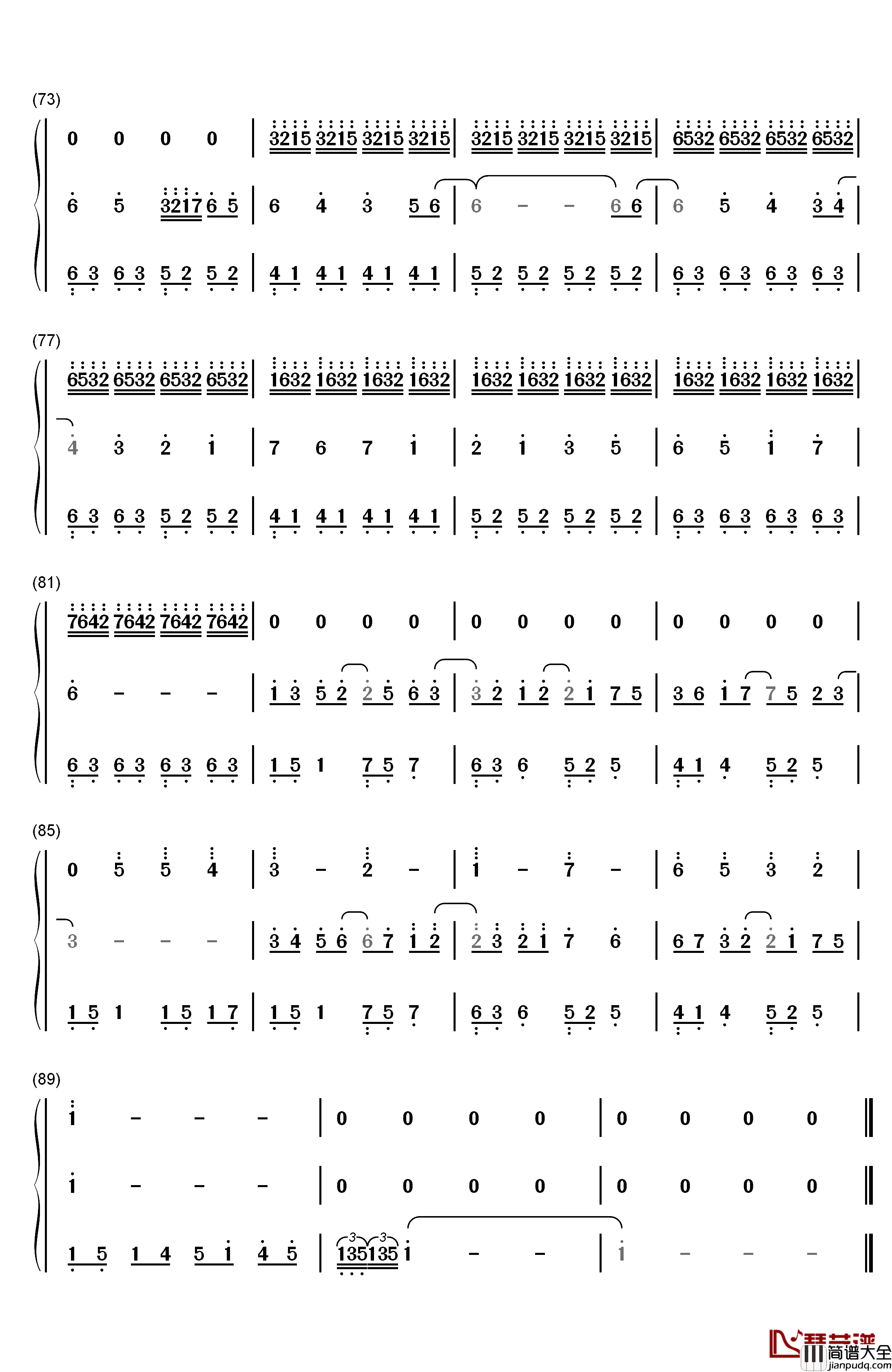 幻想世界钢琴简谱_数字双手_玖原イヅナ