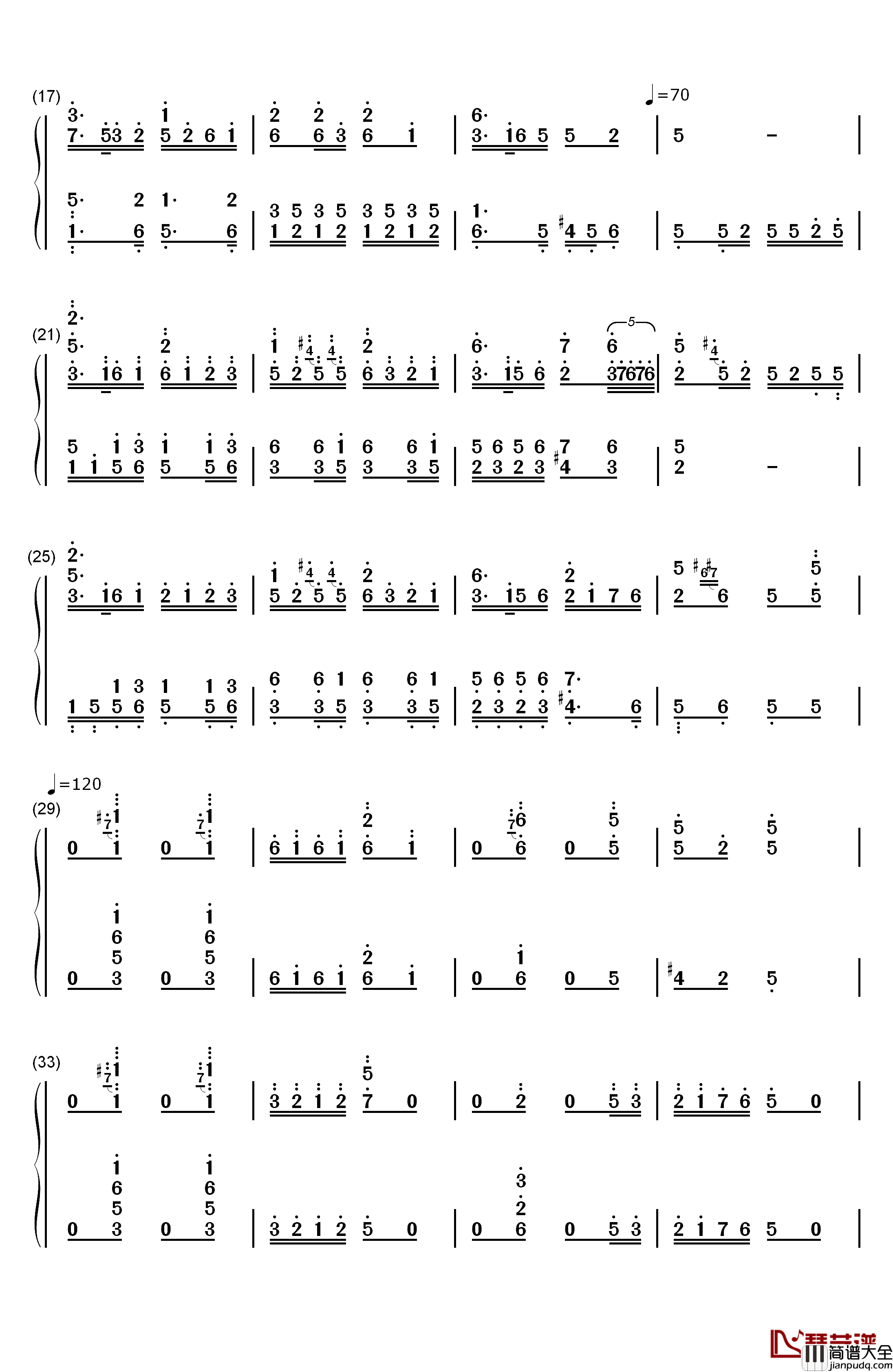 百鸟朝凤钢琴简谱_数字双手_王建中