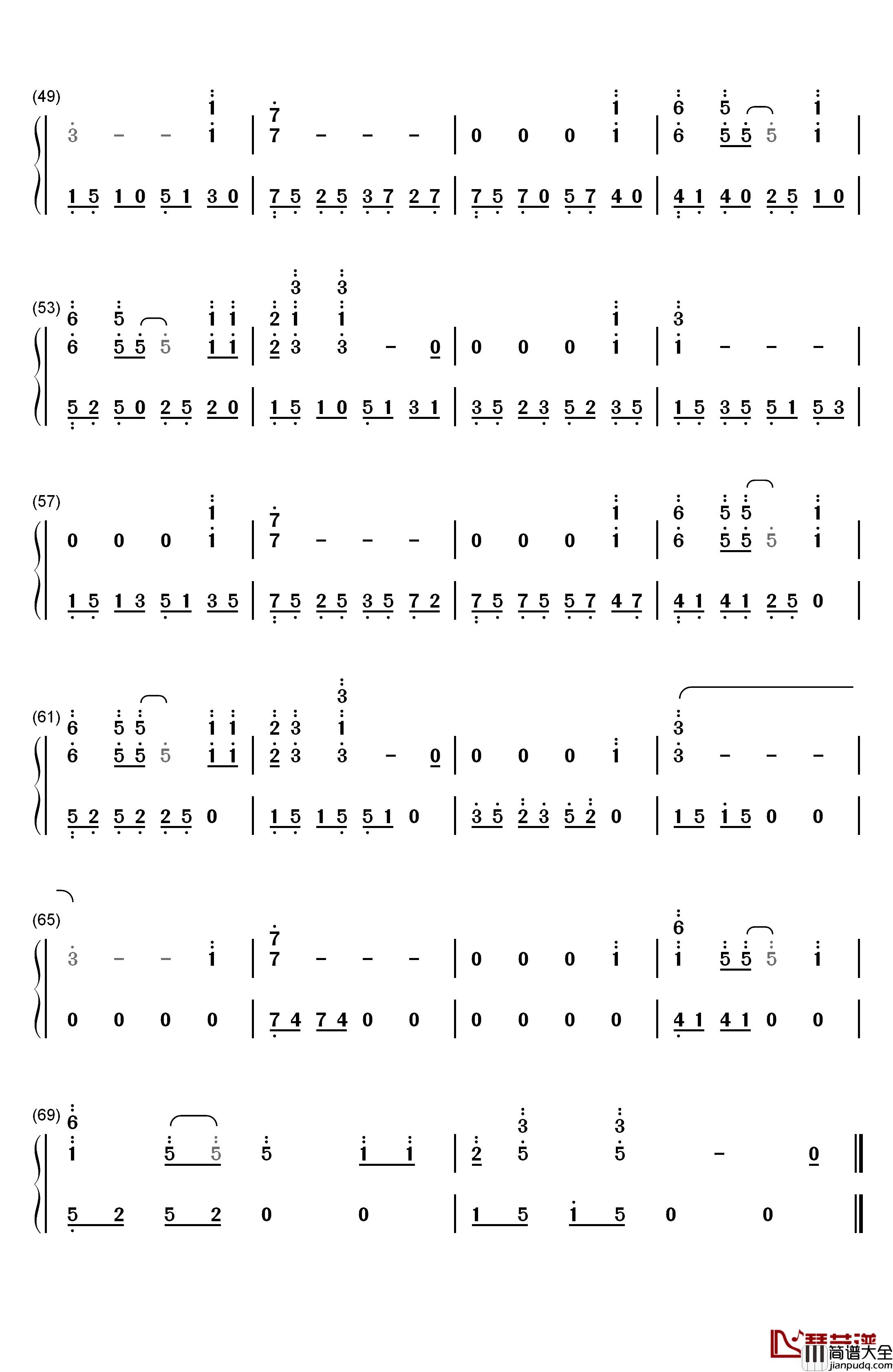 瞬间钢琴简谱_数字双手_邓紫棋