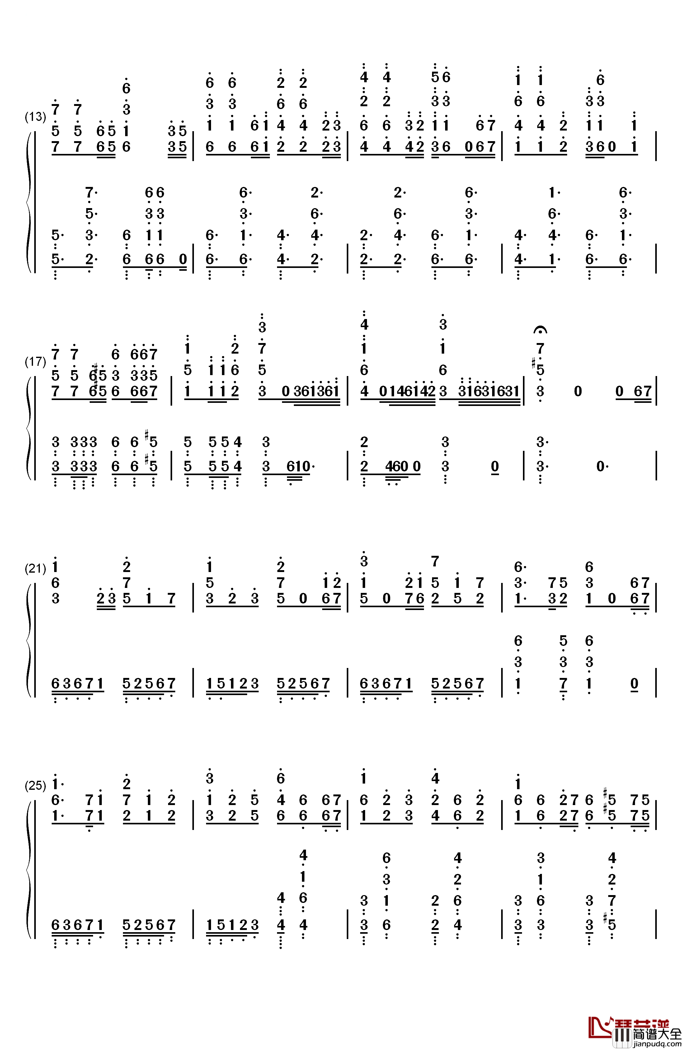 加勒比海盗主题曲钢琴简谱_数字双手_克劳斯·巴德尔特