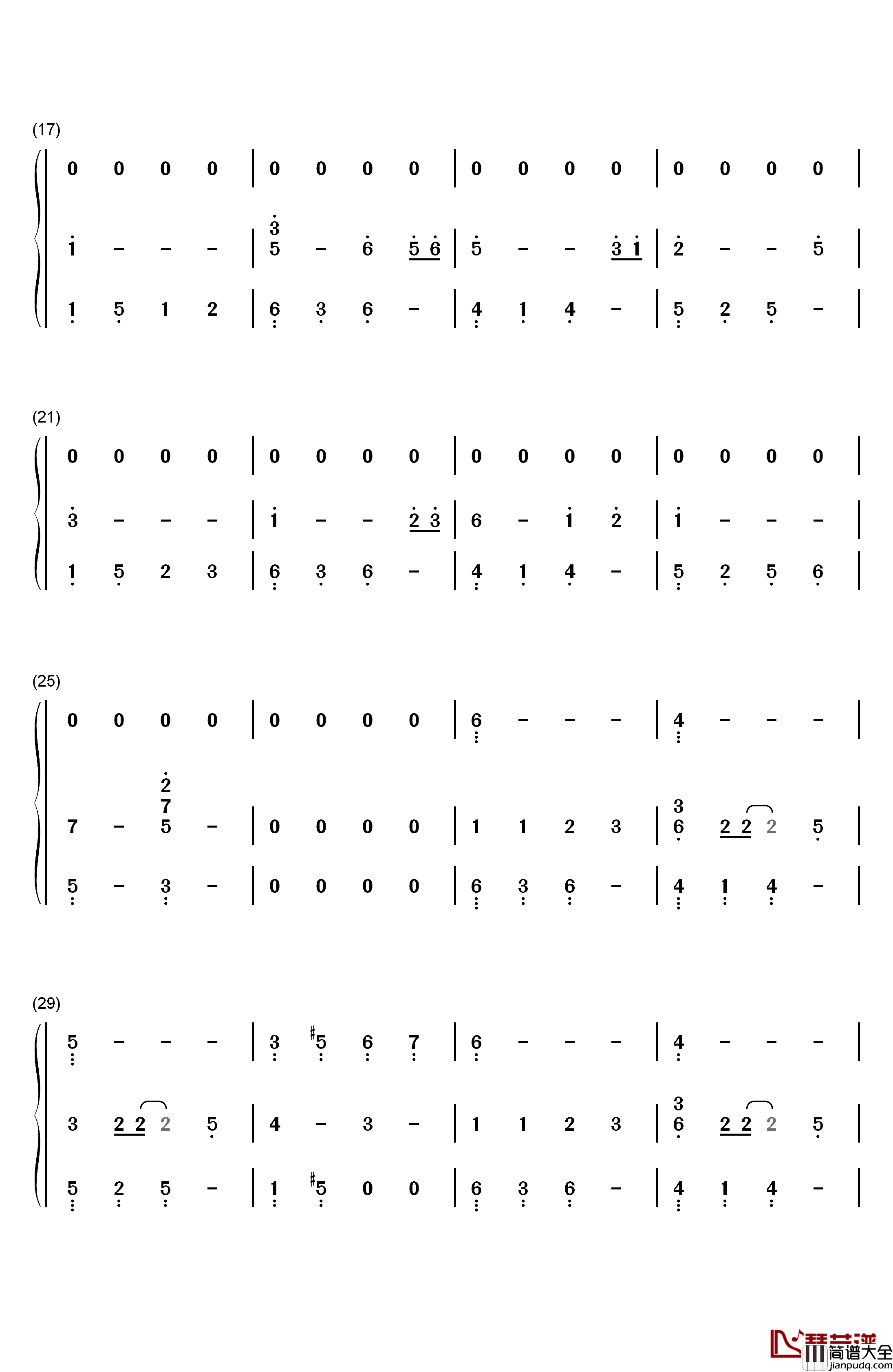 海の涙钢琴简谱_数字双手_出羽良彰