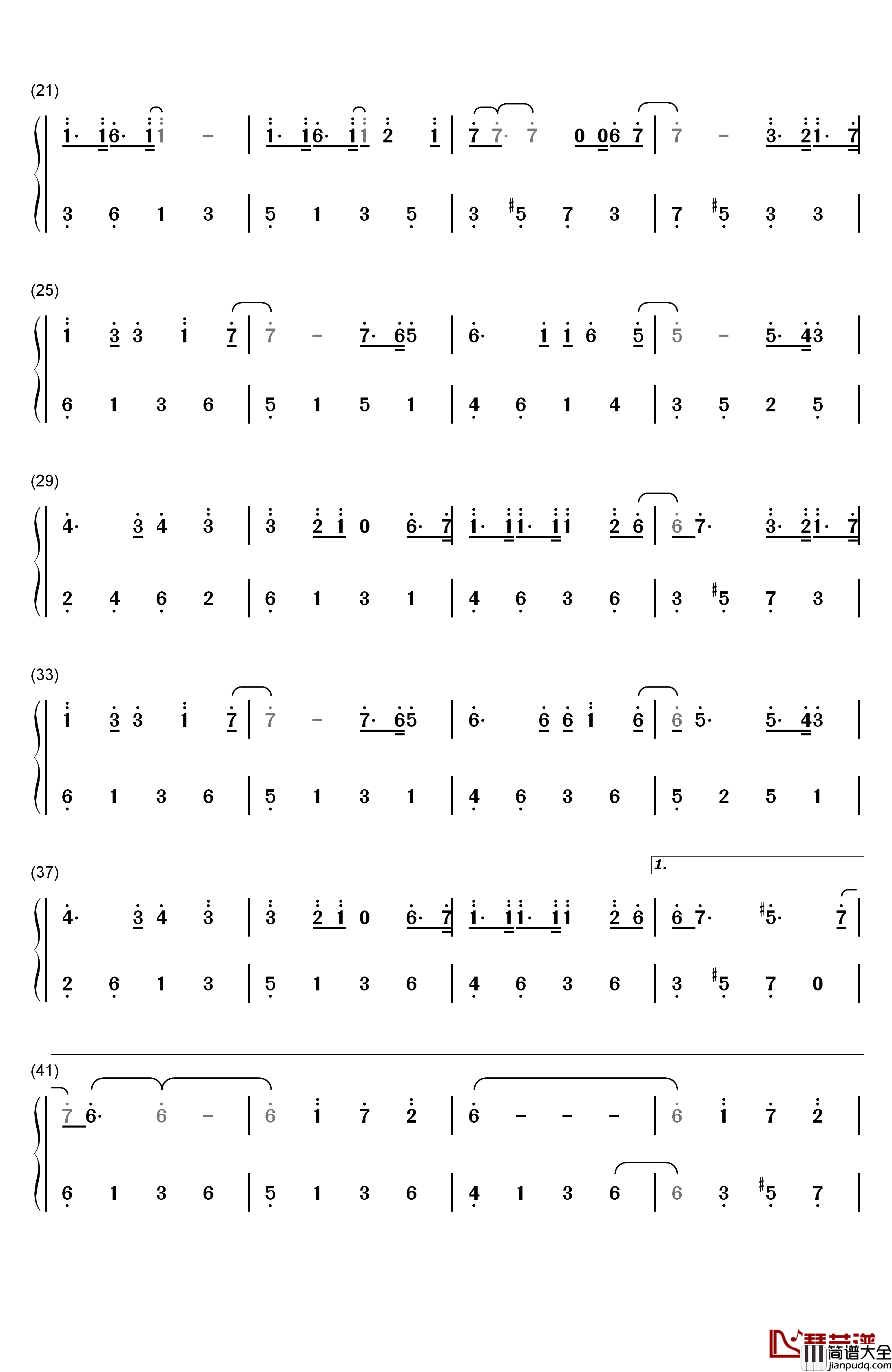 红玫瑰钢琴简谱_数字双手_陈奕迅