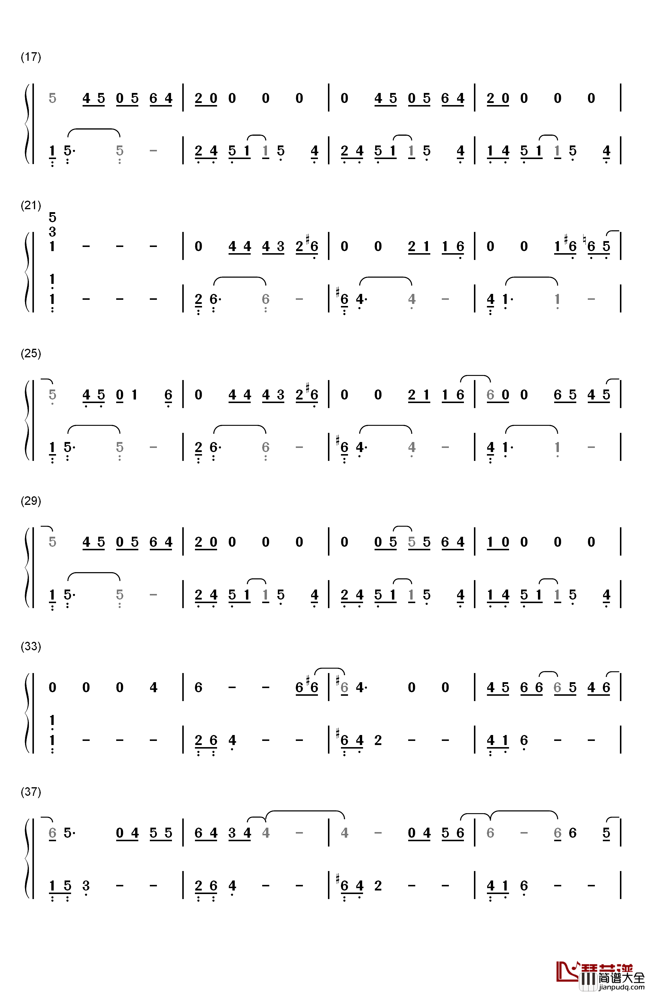 还在这里钢琴简谱_数字双手_刘亦菲_王铮亮