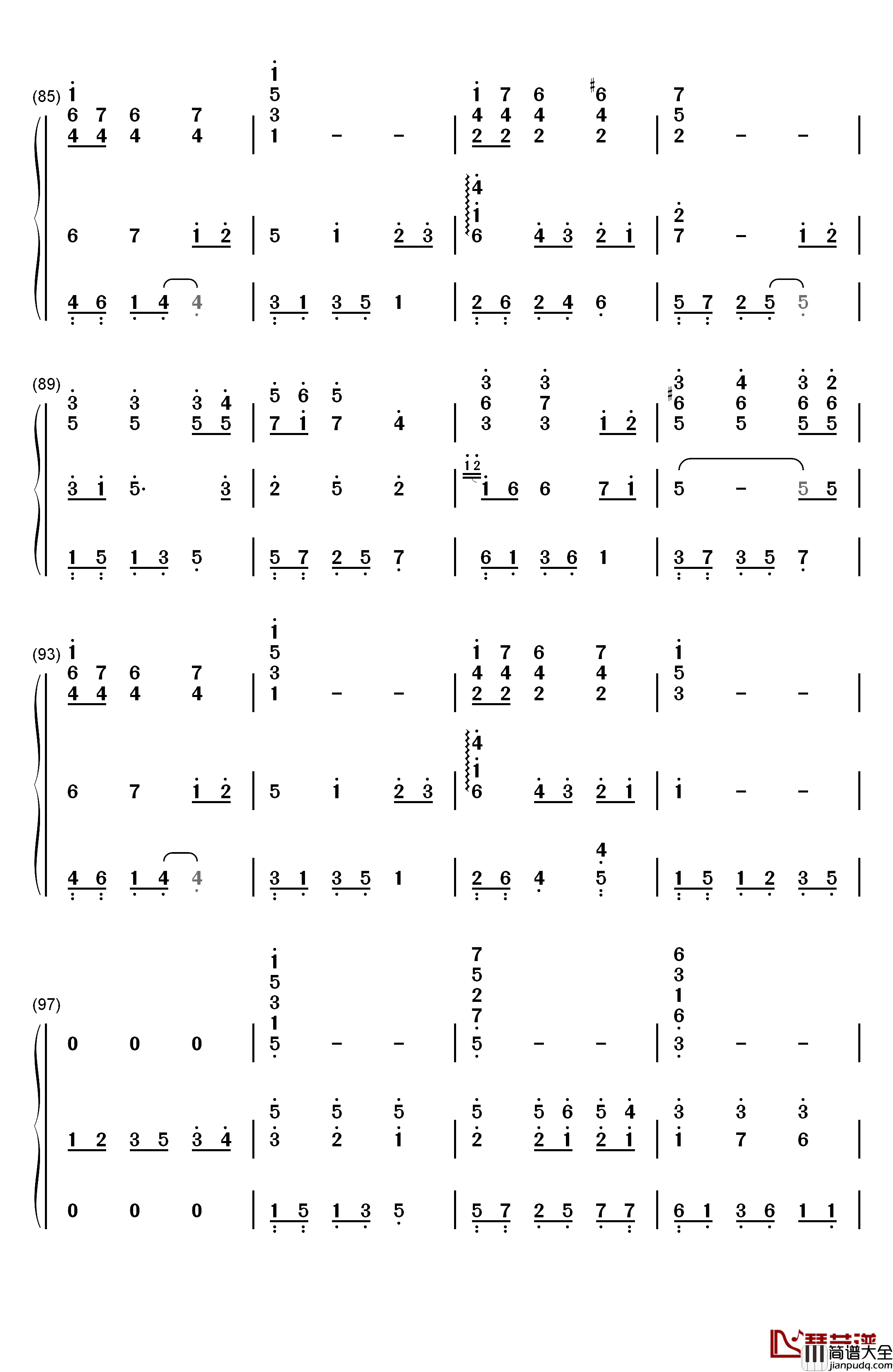 千与千寻和卡农合奏钢琴简谱_数字双手_久石让_宫崎骏