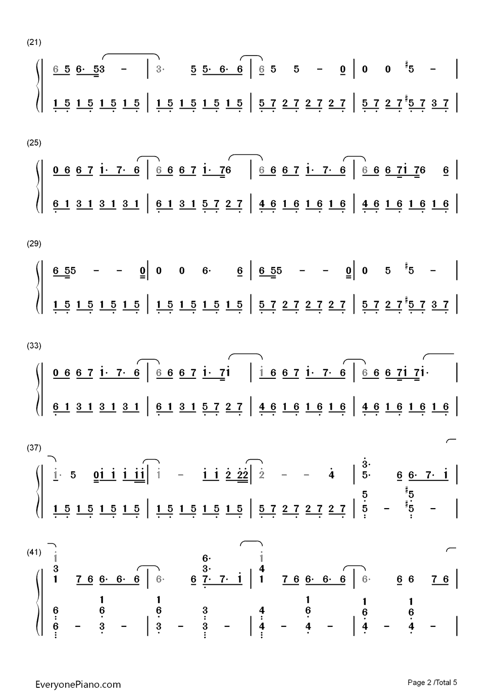 Bird_Set_Free钢琴简谱_数字双手_Sia_Furler