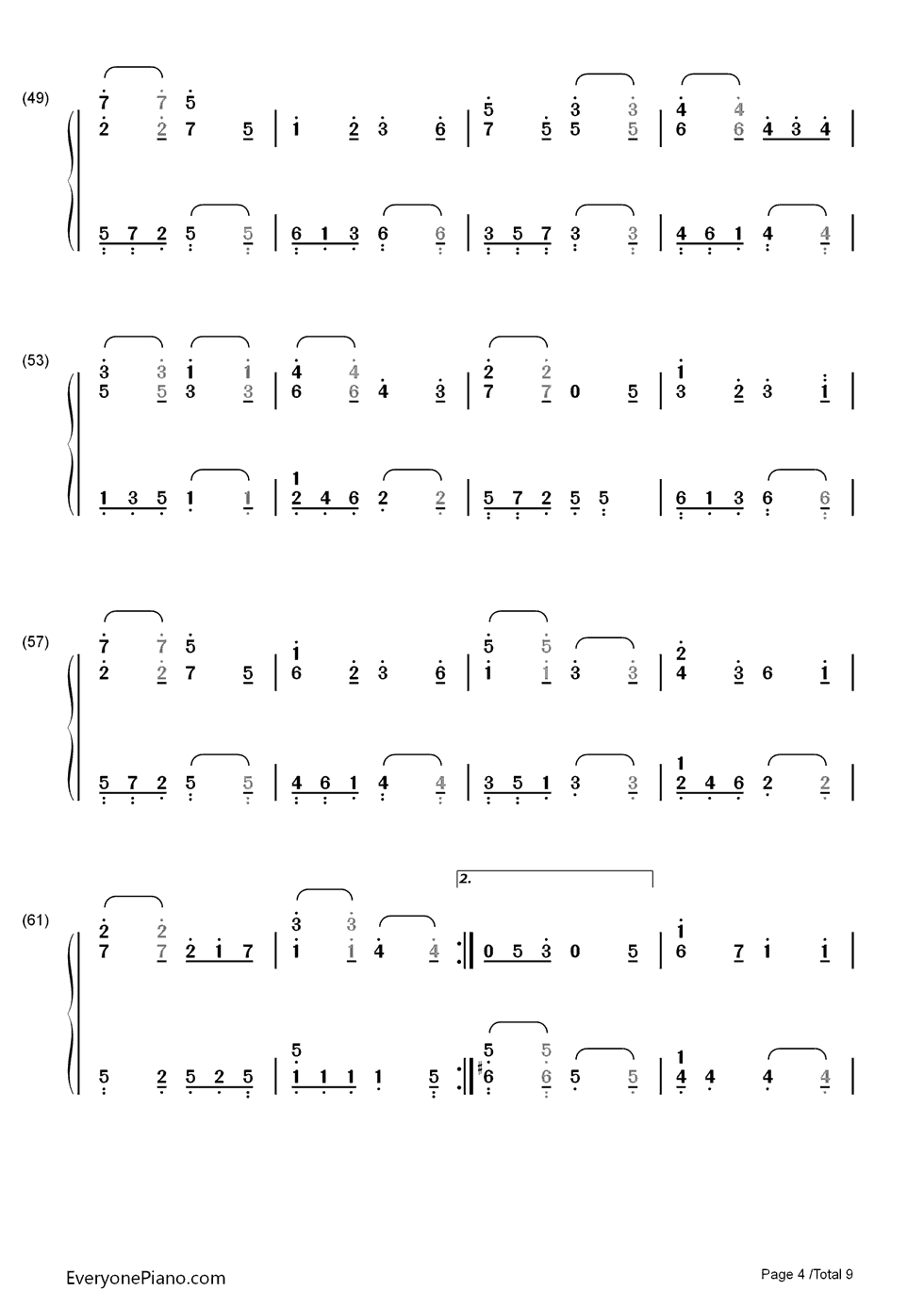 ノエルの夜钢琴简谱_数字双手_AKB48