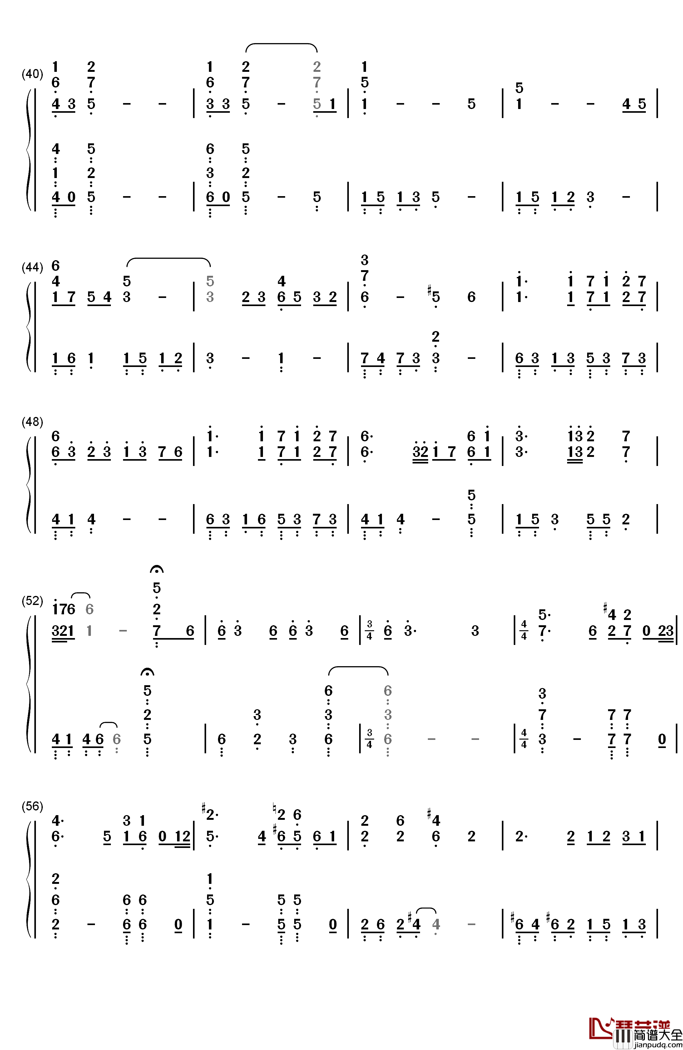 MEMORY钢琴简谱_数字双手_久石让