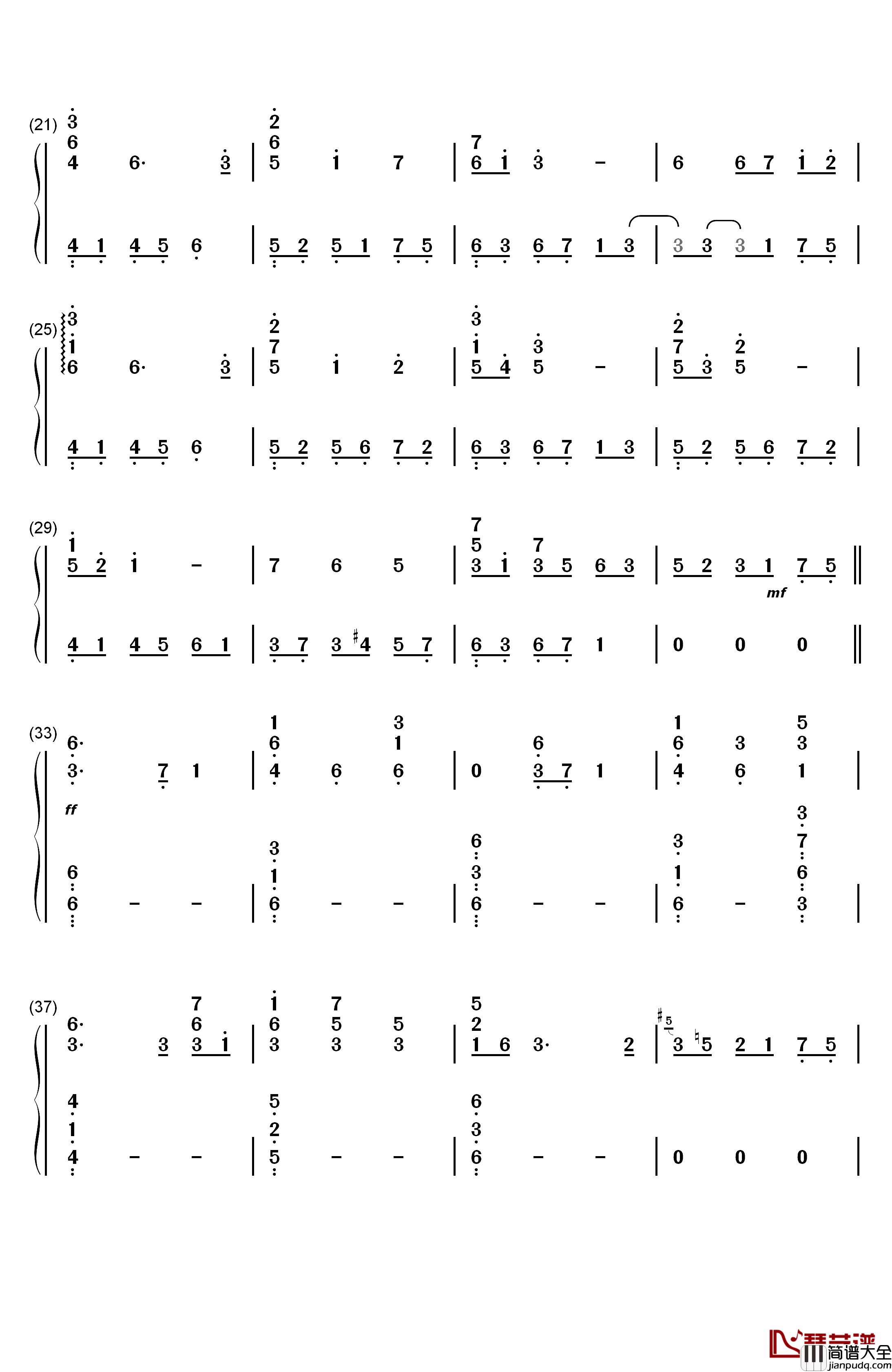 营业的主题（営業のテーマ）钢琴简谱_数字双手_未知