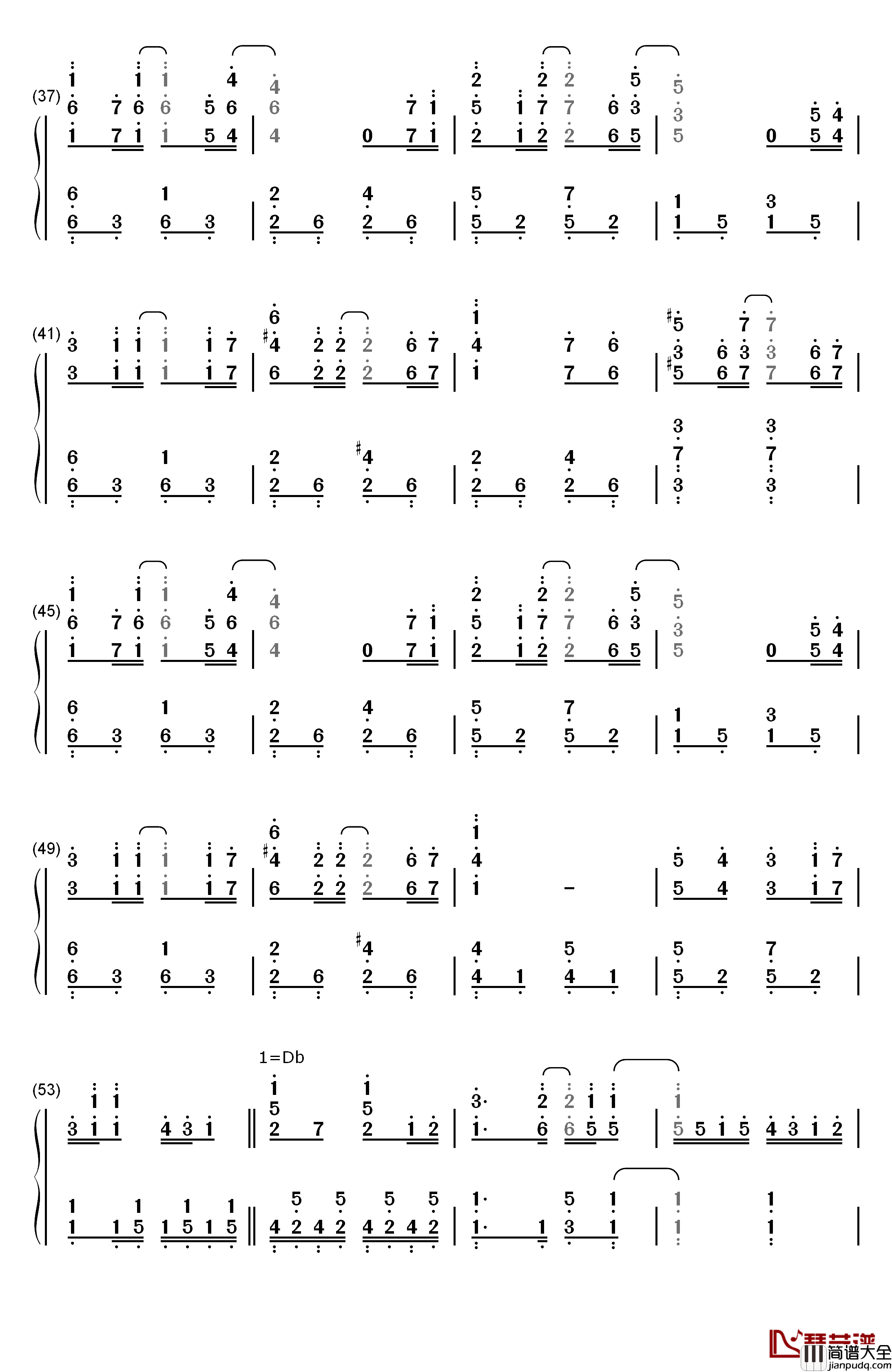 ひとり钢琴简谱_数字双手_XX:me