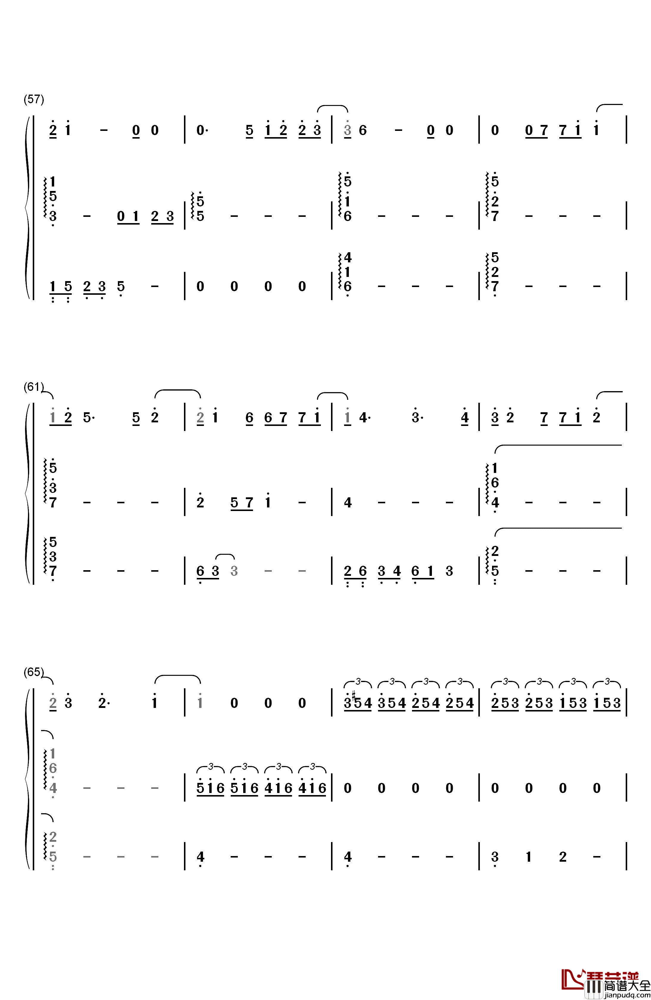 心动钢琴简谱_数字双手_陈洁仪