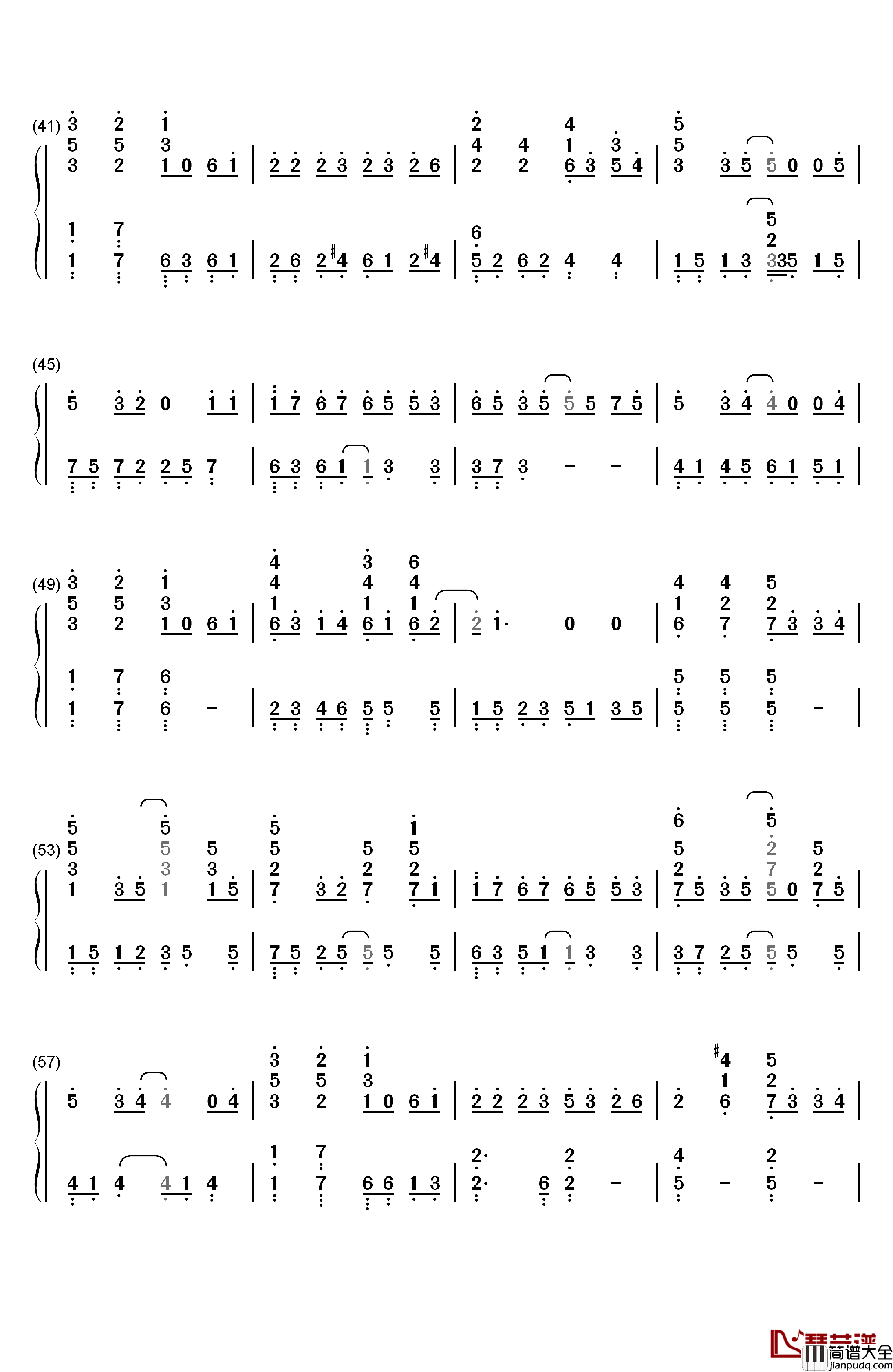 梦一场钢琴简谱_数字双手_张碧晨