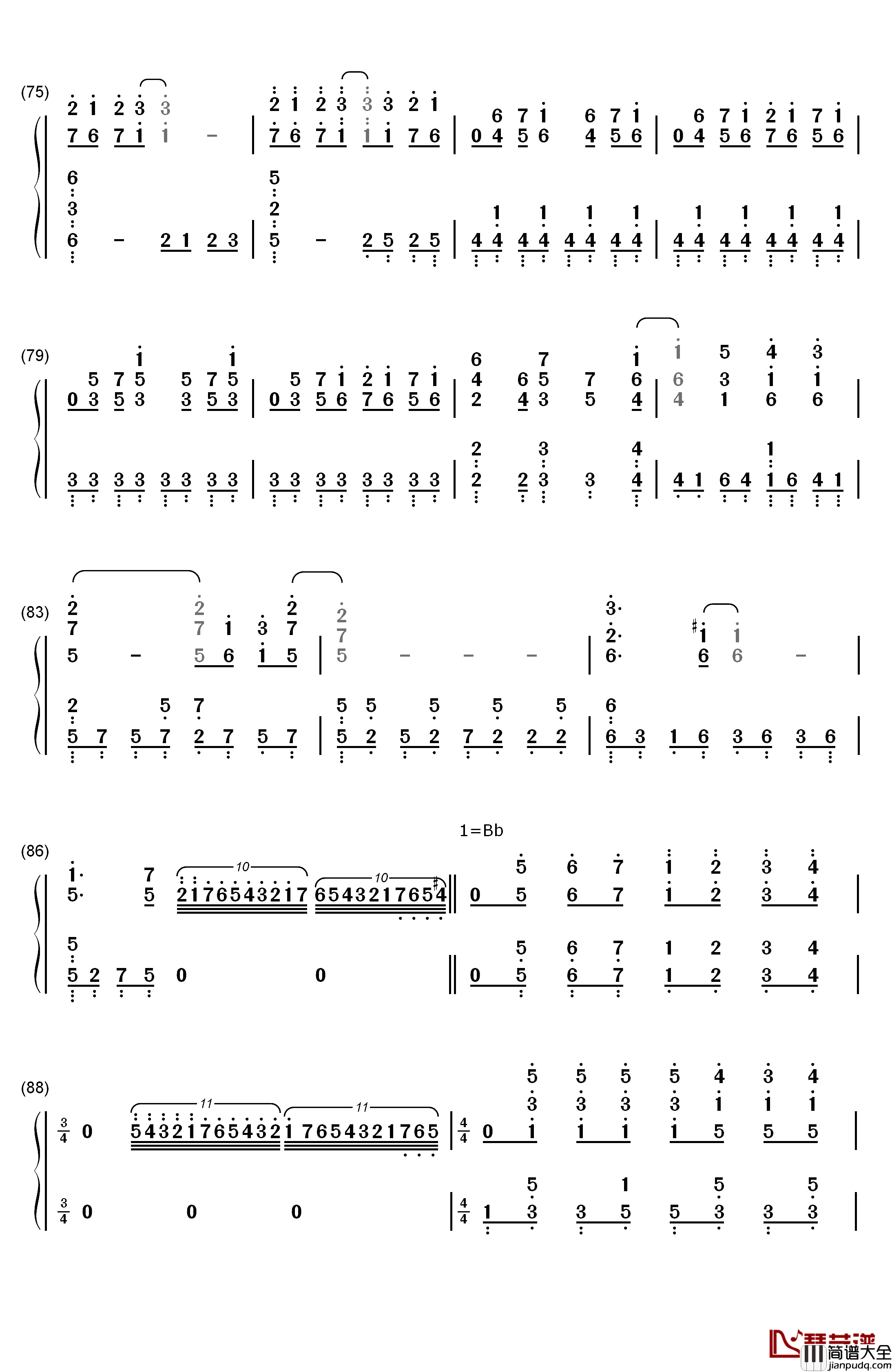 ヒトリゴト钢琴简谱_数字双手_ClariS