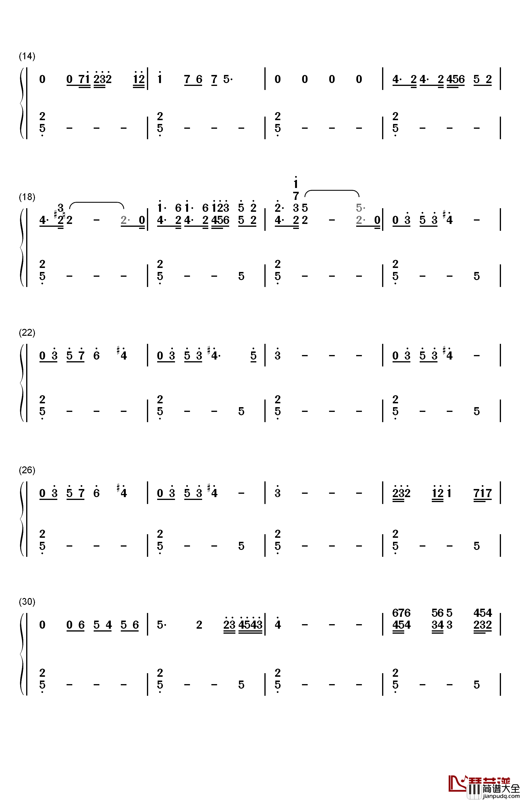 Forest_Haven钢琴简谱_数字双手_永田権太