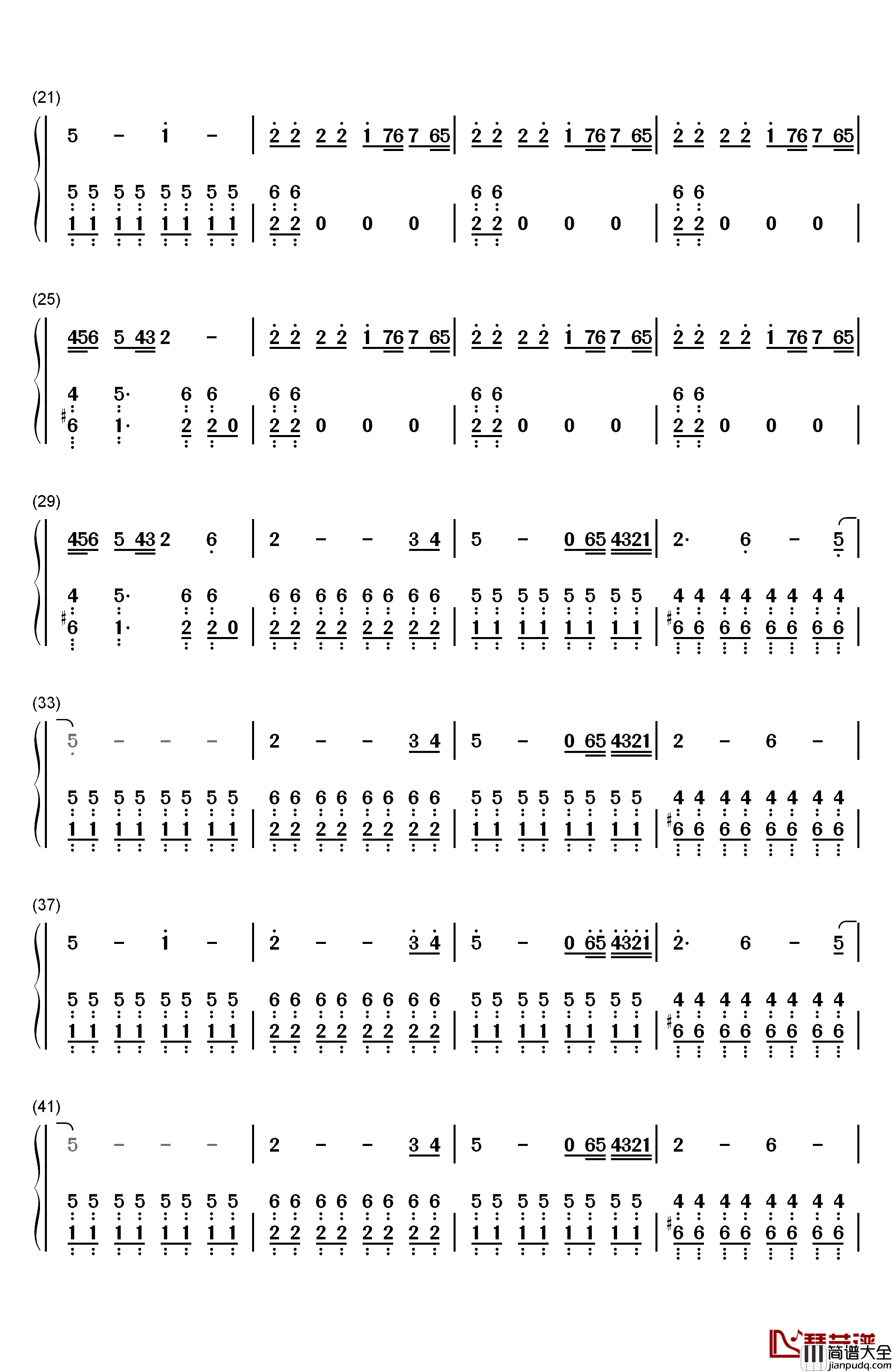 热き决闘者たち钢琴简谱_数字双手_光宗信吉