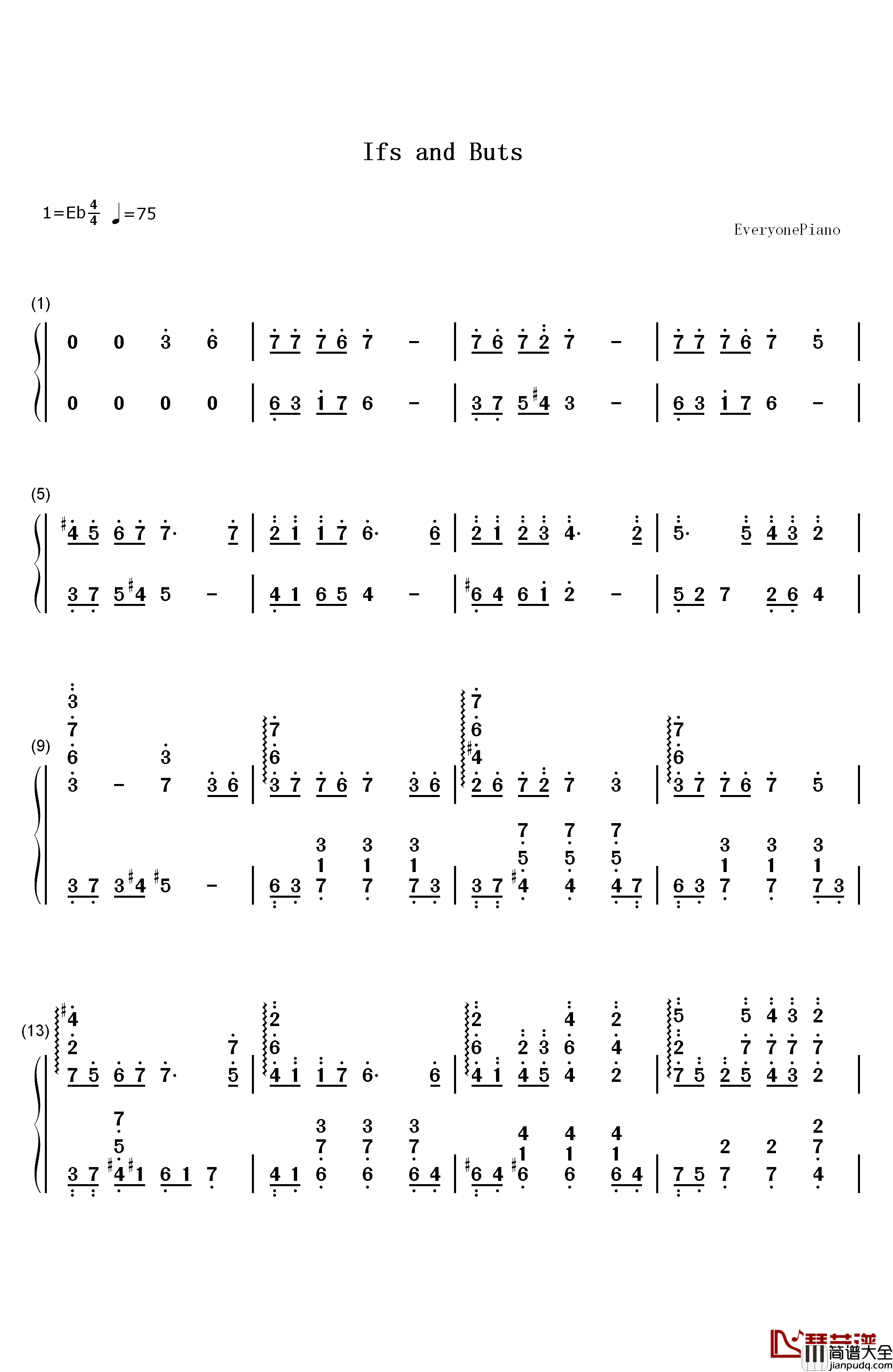 Ifs_and_Buts钢琴简谱_数字双手_阿保刚