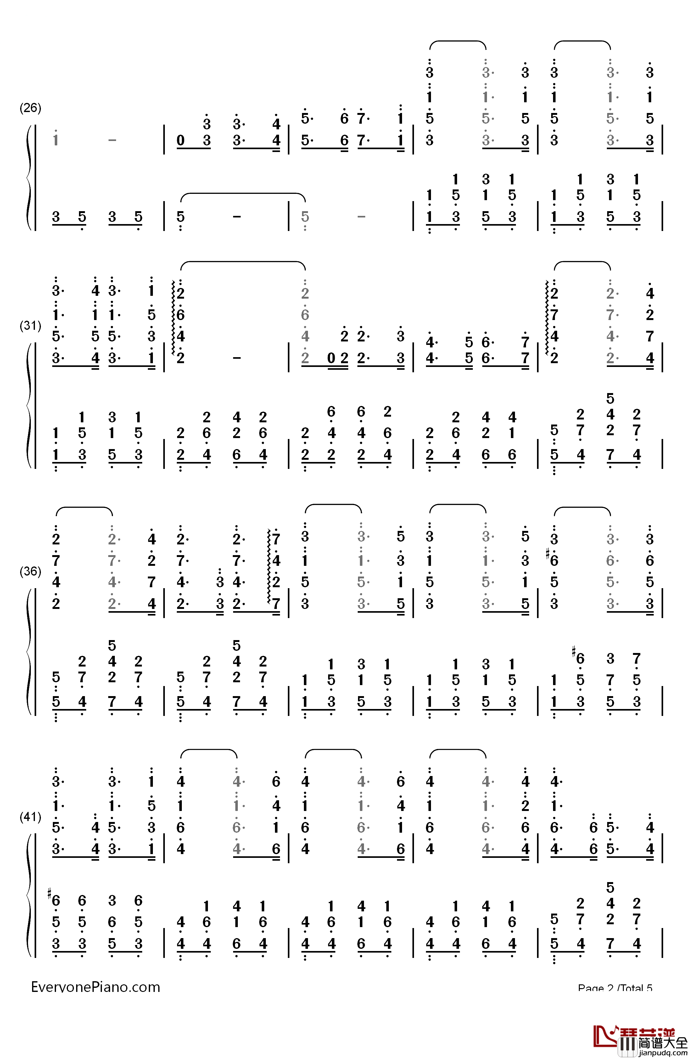 心的冲动钢琴简谱_数字双手_理查德•克莱德曼