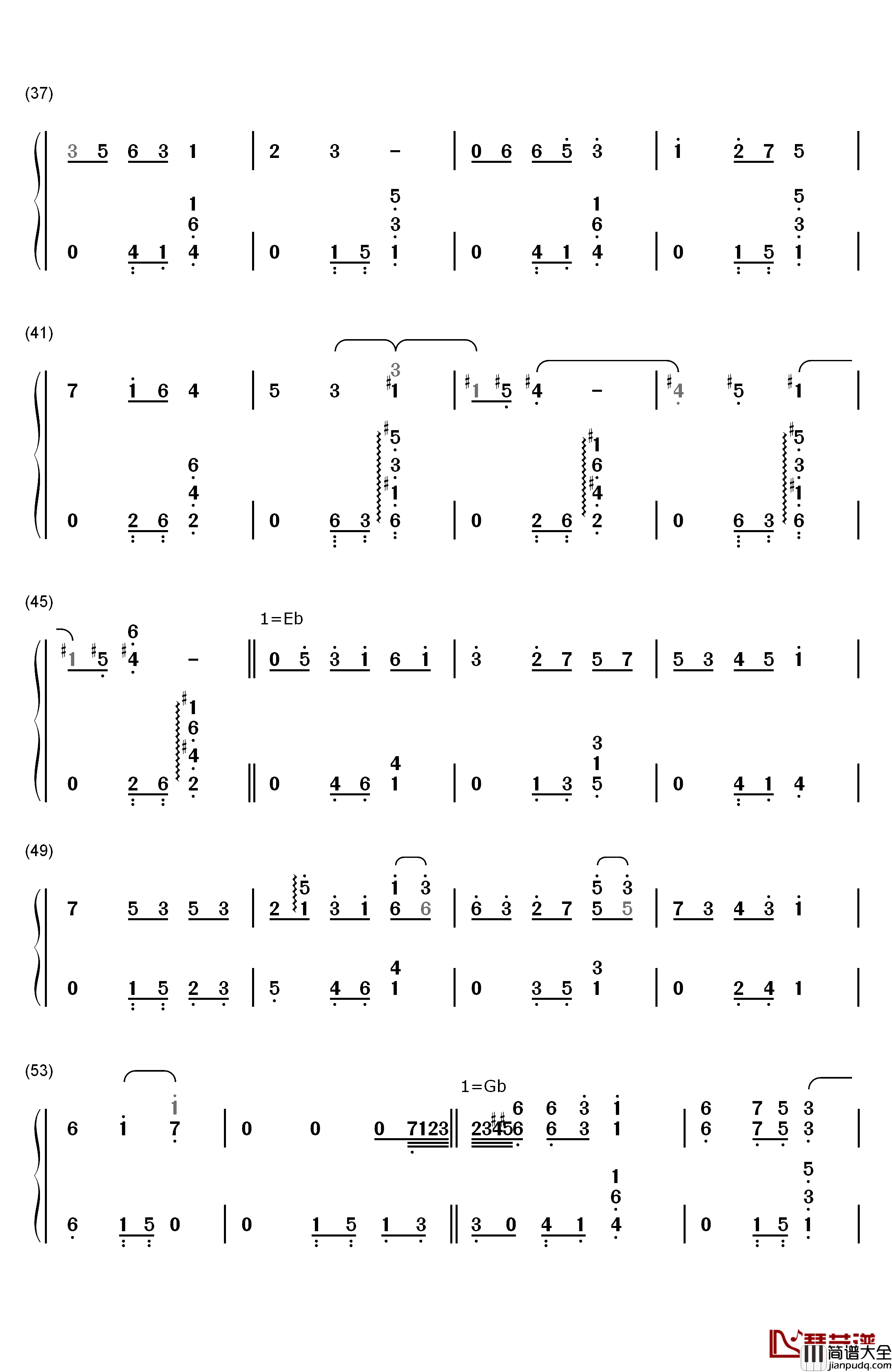 Papillon钢琴简谱_数字双手_神秘园（Secret_Garden）