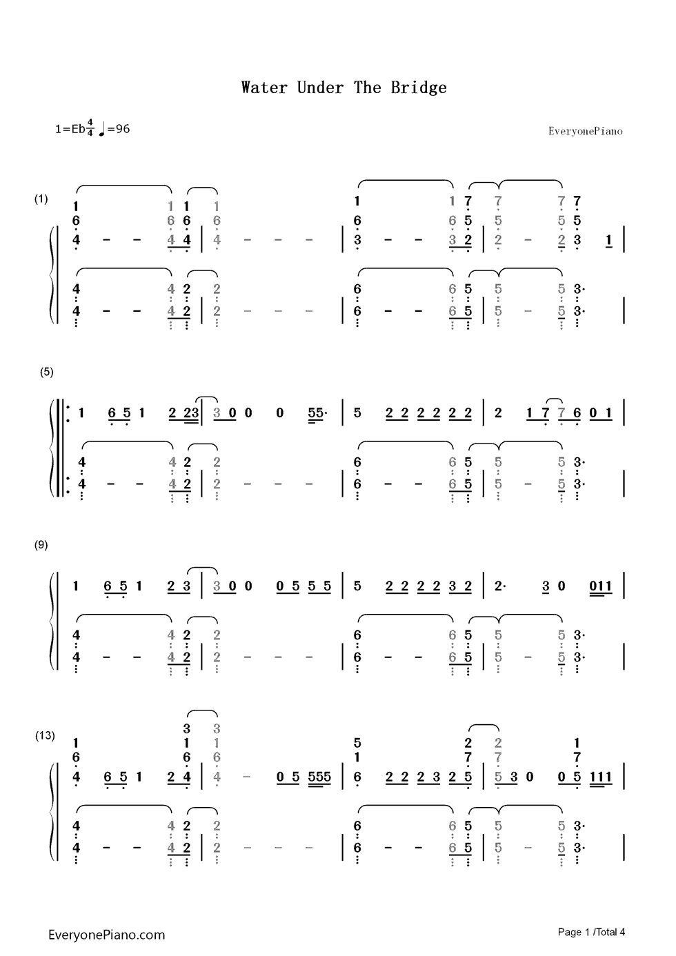 Water_Under_the_Bridge钢琴简谱_数字双手_Adele