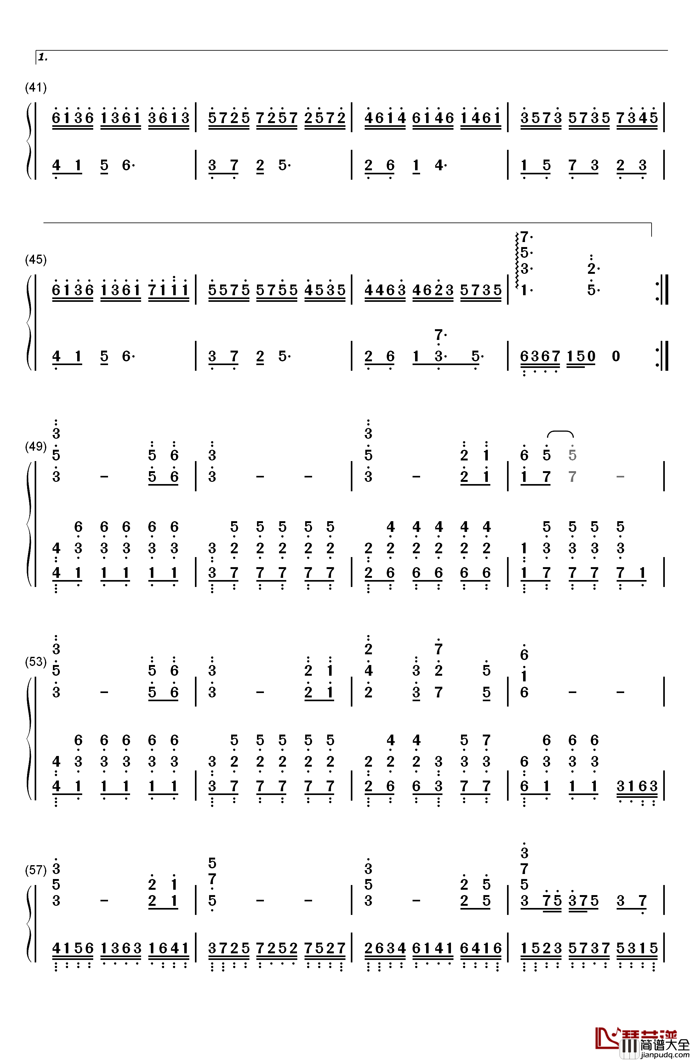 落梅笺钢琴简谱_数字双手_银临