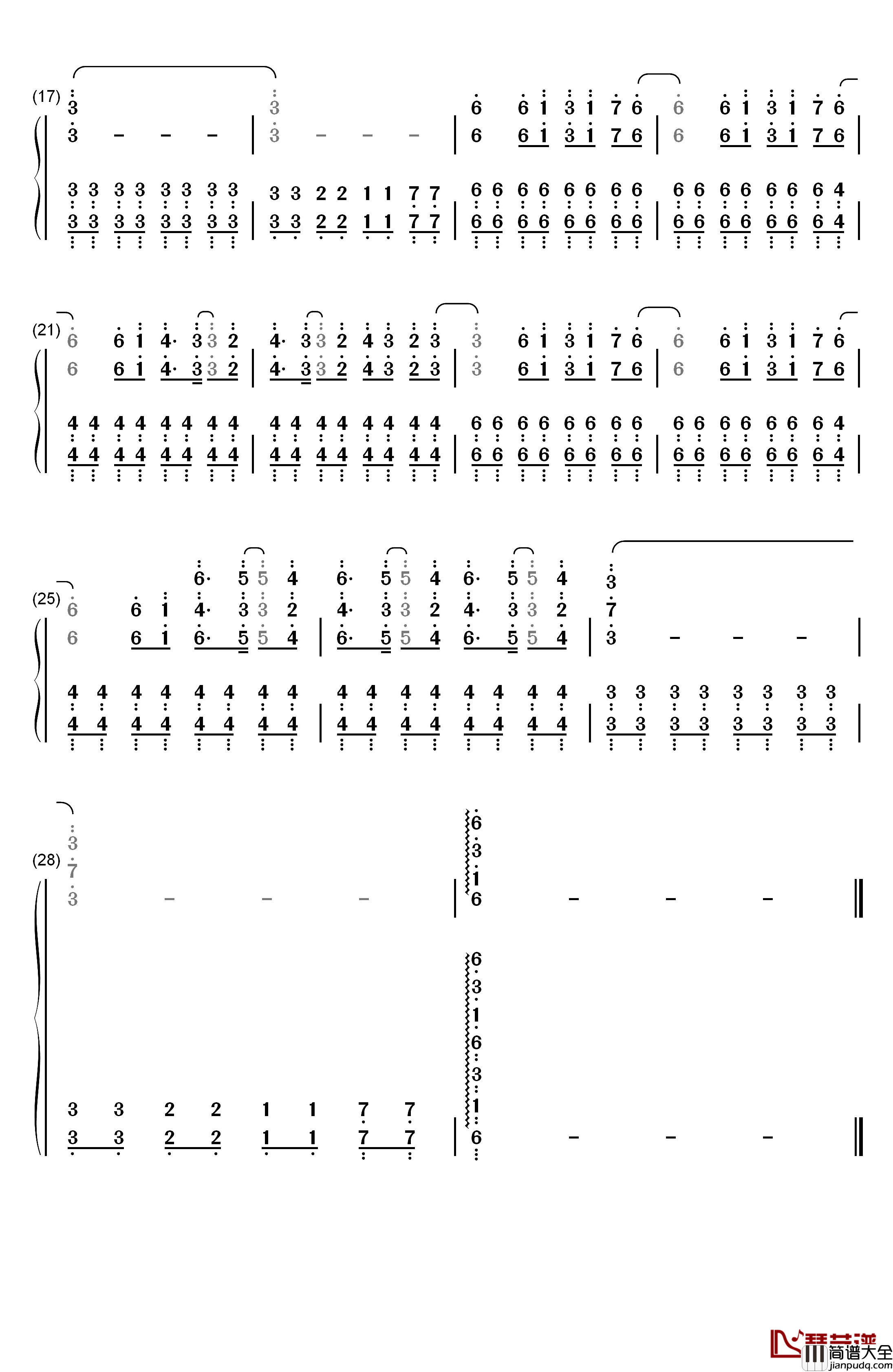 Just_Blue钢琴简谱_数字双手_Space