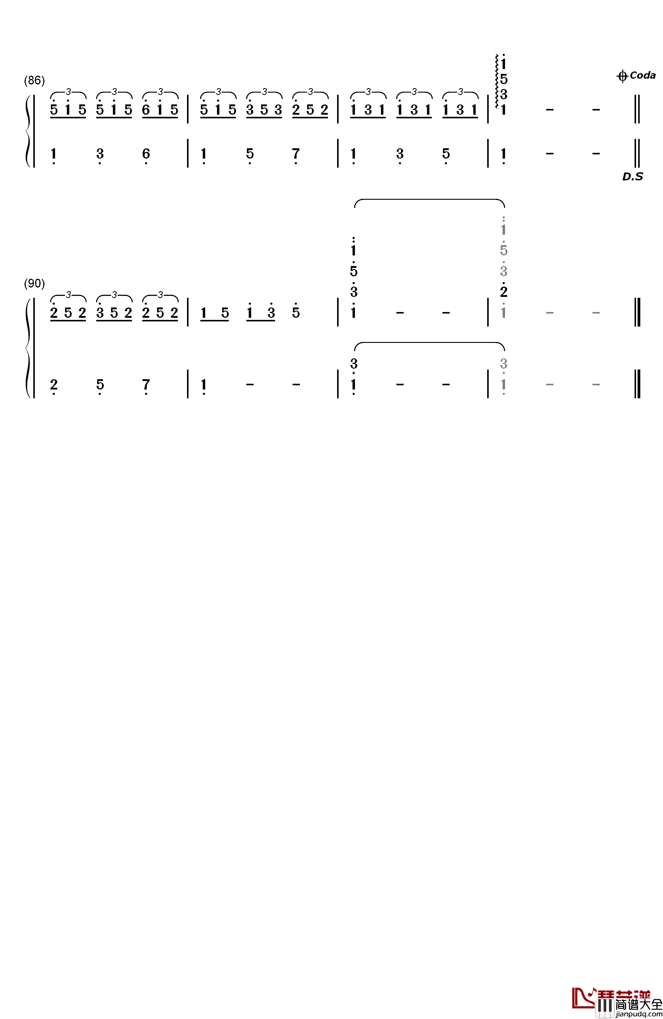 秋蝉钢琴简谱_数字双手_李子恒