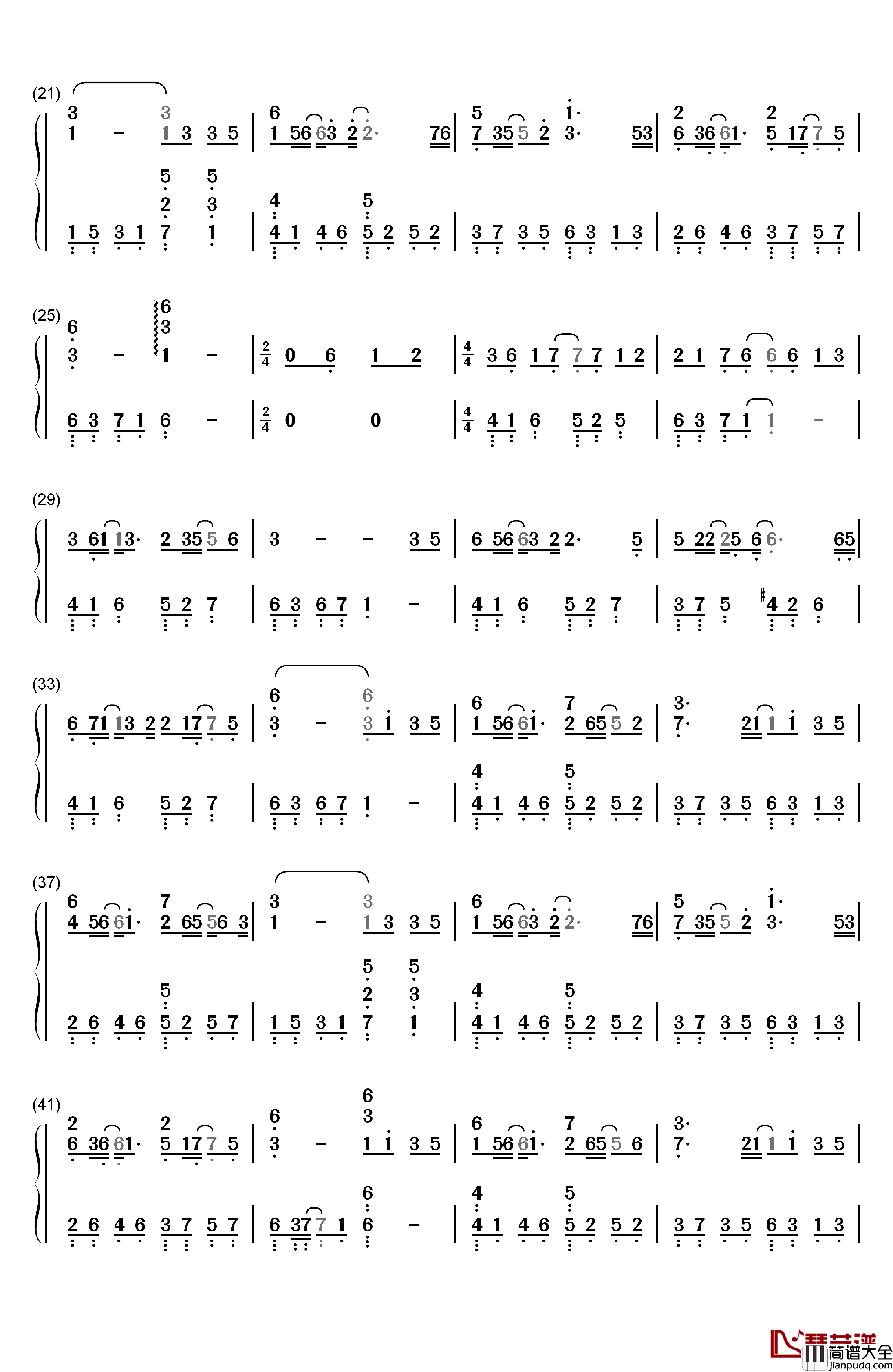 君不见钢琴简谱_数字双手_艾辰_璟年_屿汐_麓七