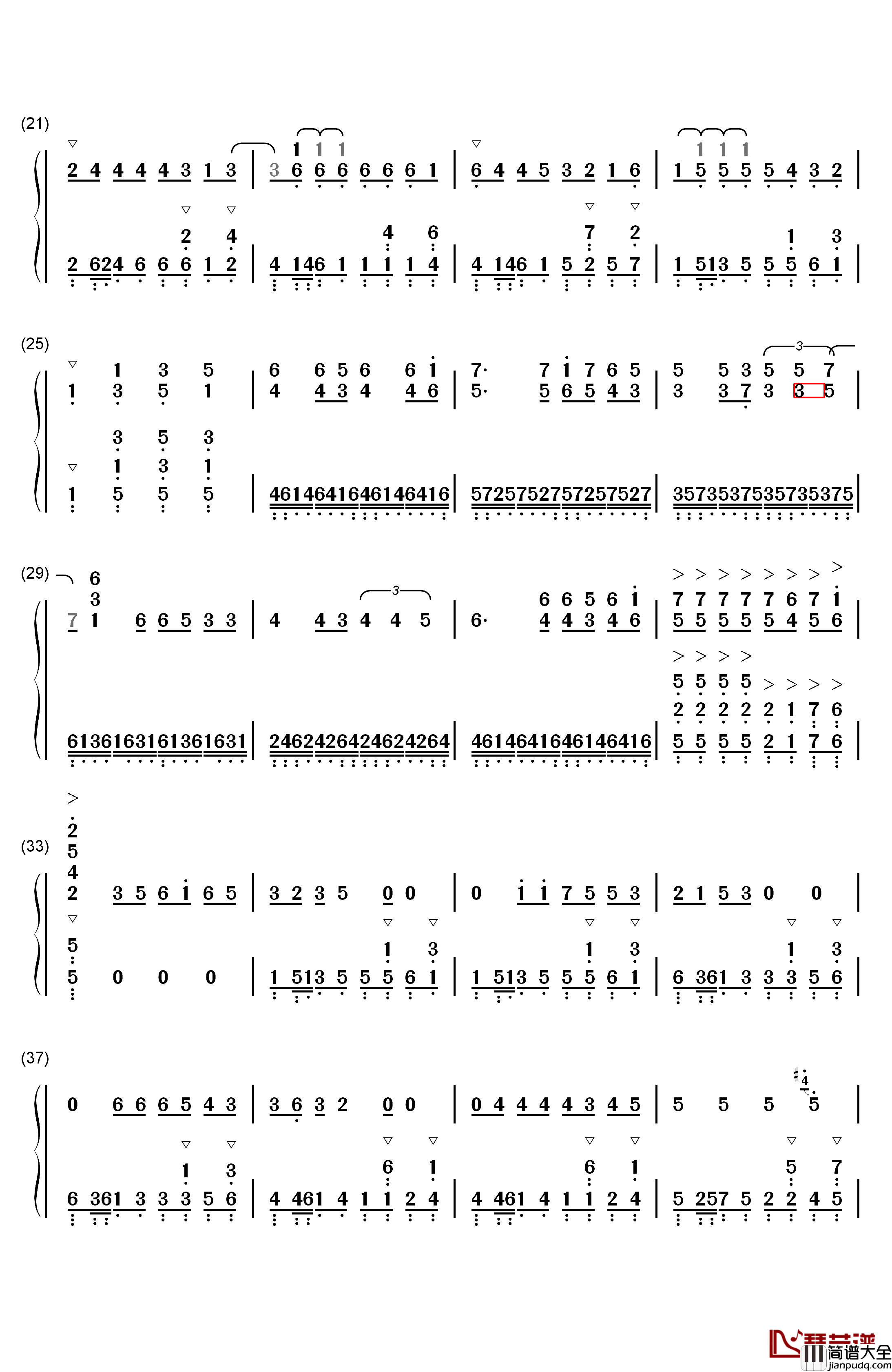 超级英雄钢琴简谱_数字双手_邓超