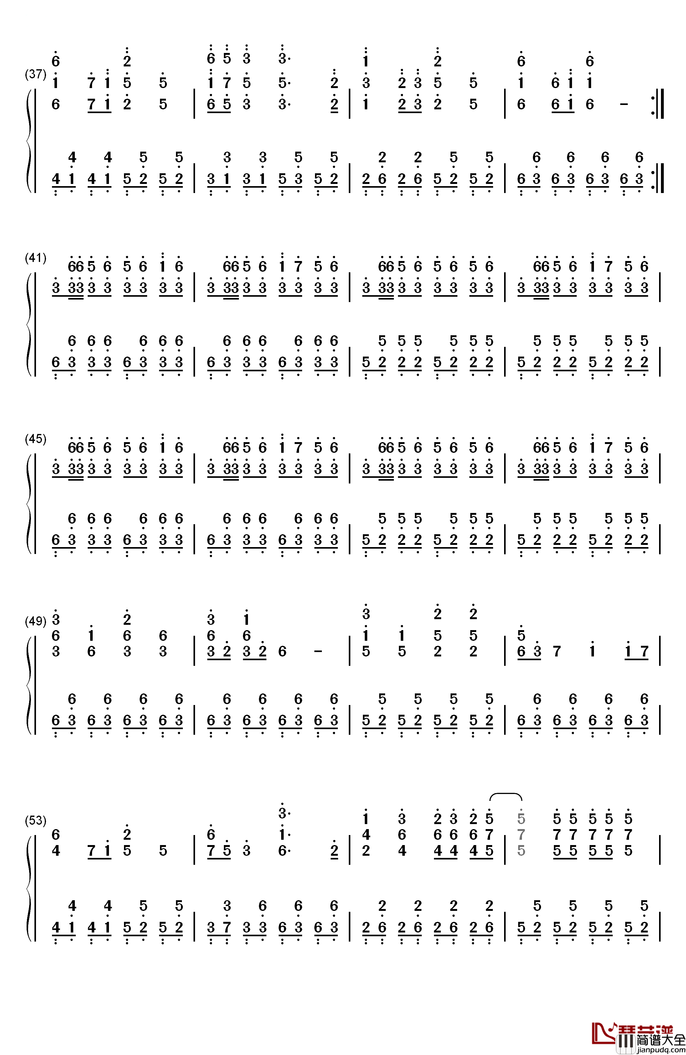 小苹果钢琴简谱_数字双手_筷子兄弟
