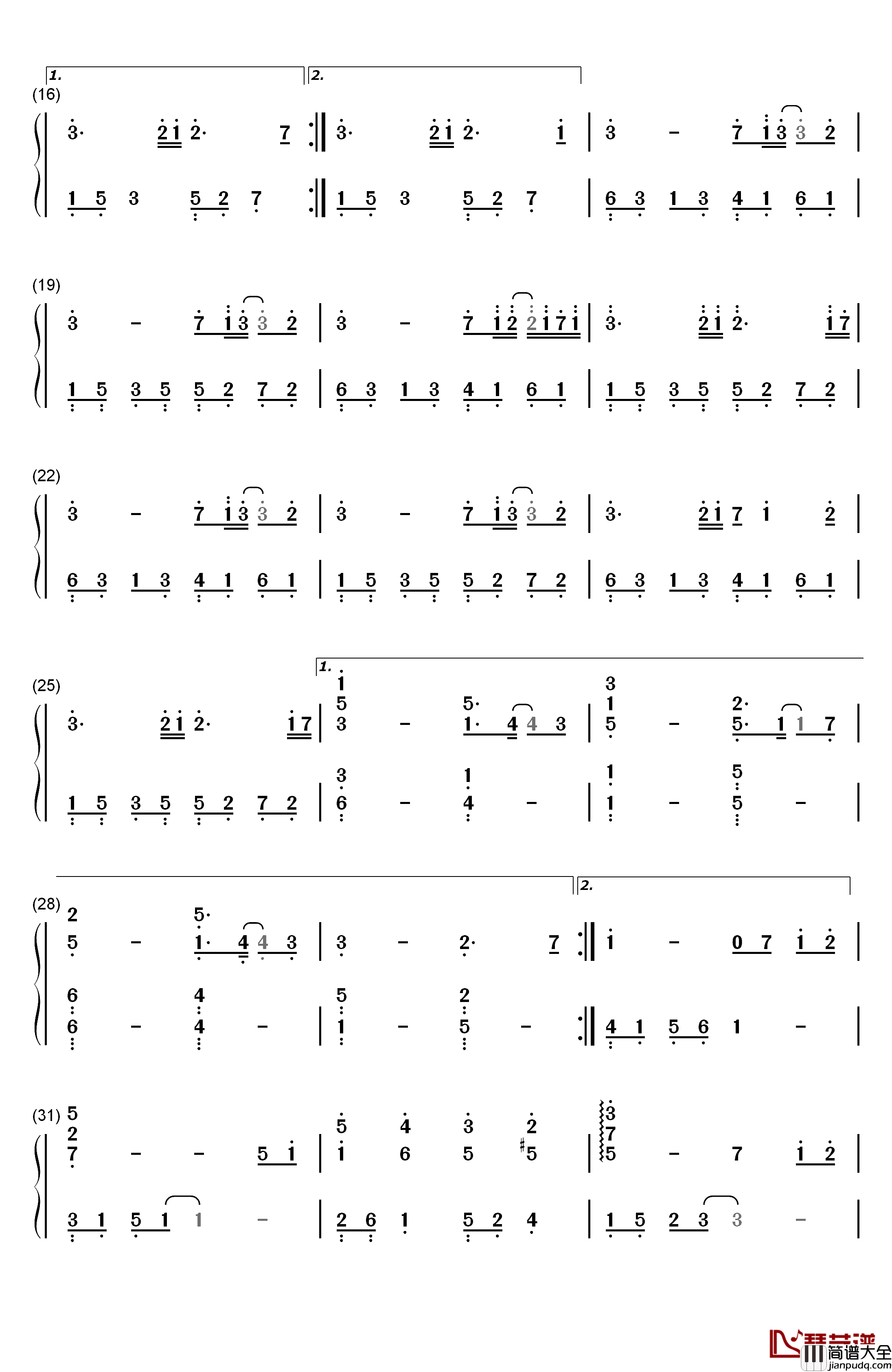 Cold_Winter钢琴简谱_数字双手_July