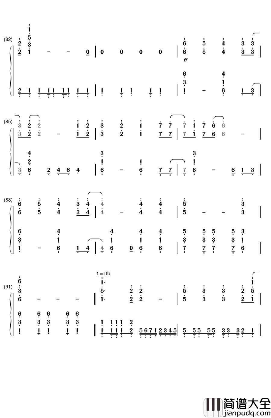 相亲相爱钢琴简谱_数字双手_容祖儿_王力宏_余翠芝_孙楠