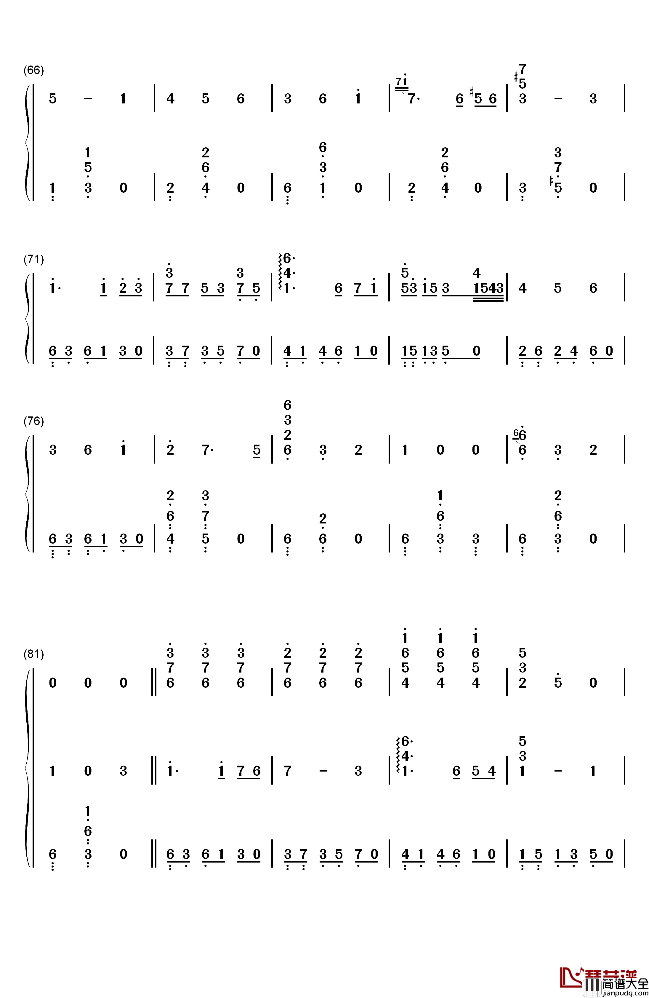 别了夏天钢琴简谱_数字双手_手嶌葵