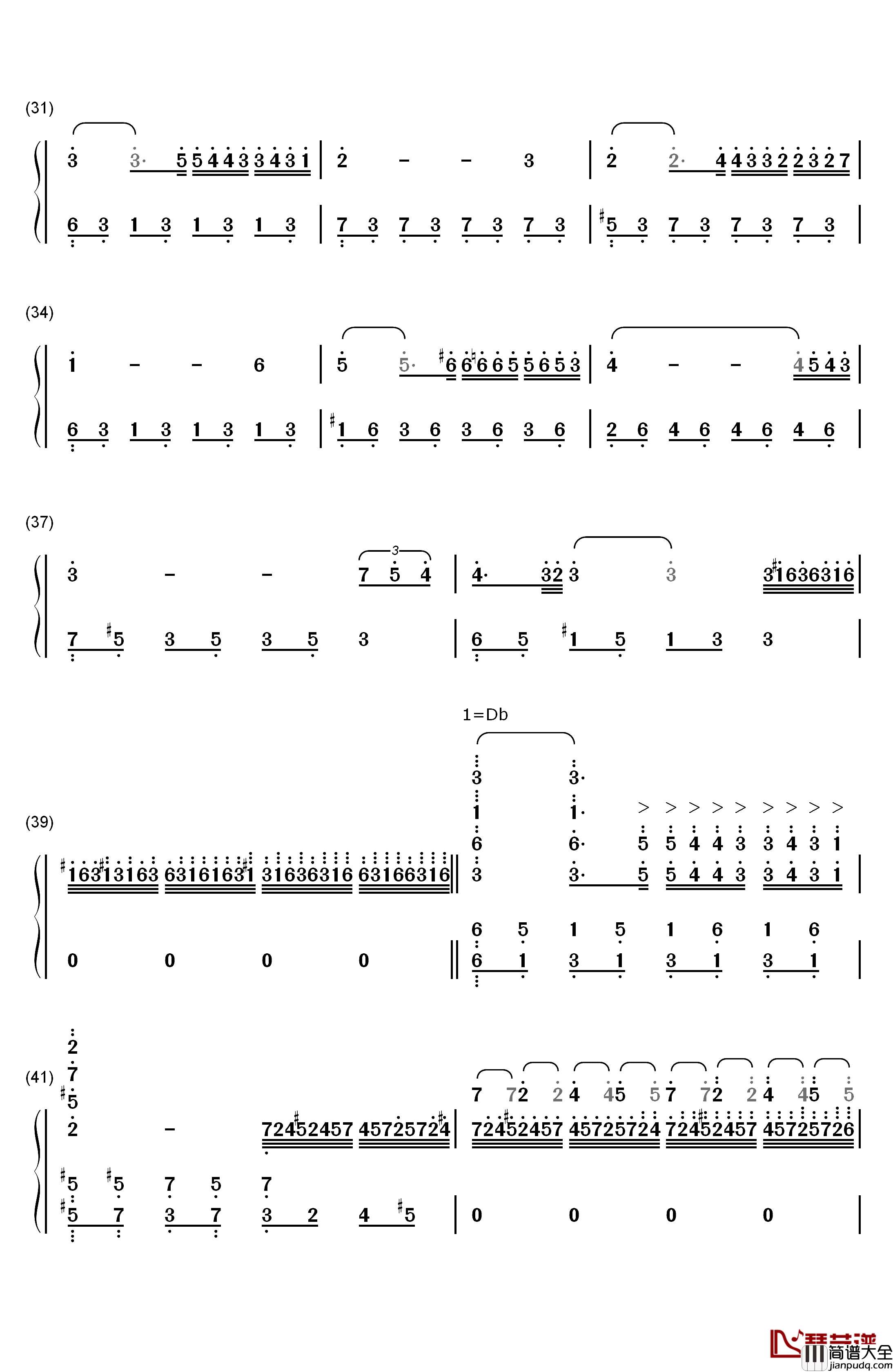 秋日私语钢琴简谱_数字双手_理查德·克莱德曼__Richard_Clayderman