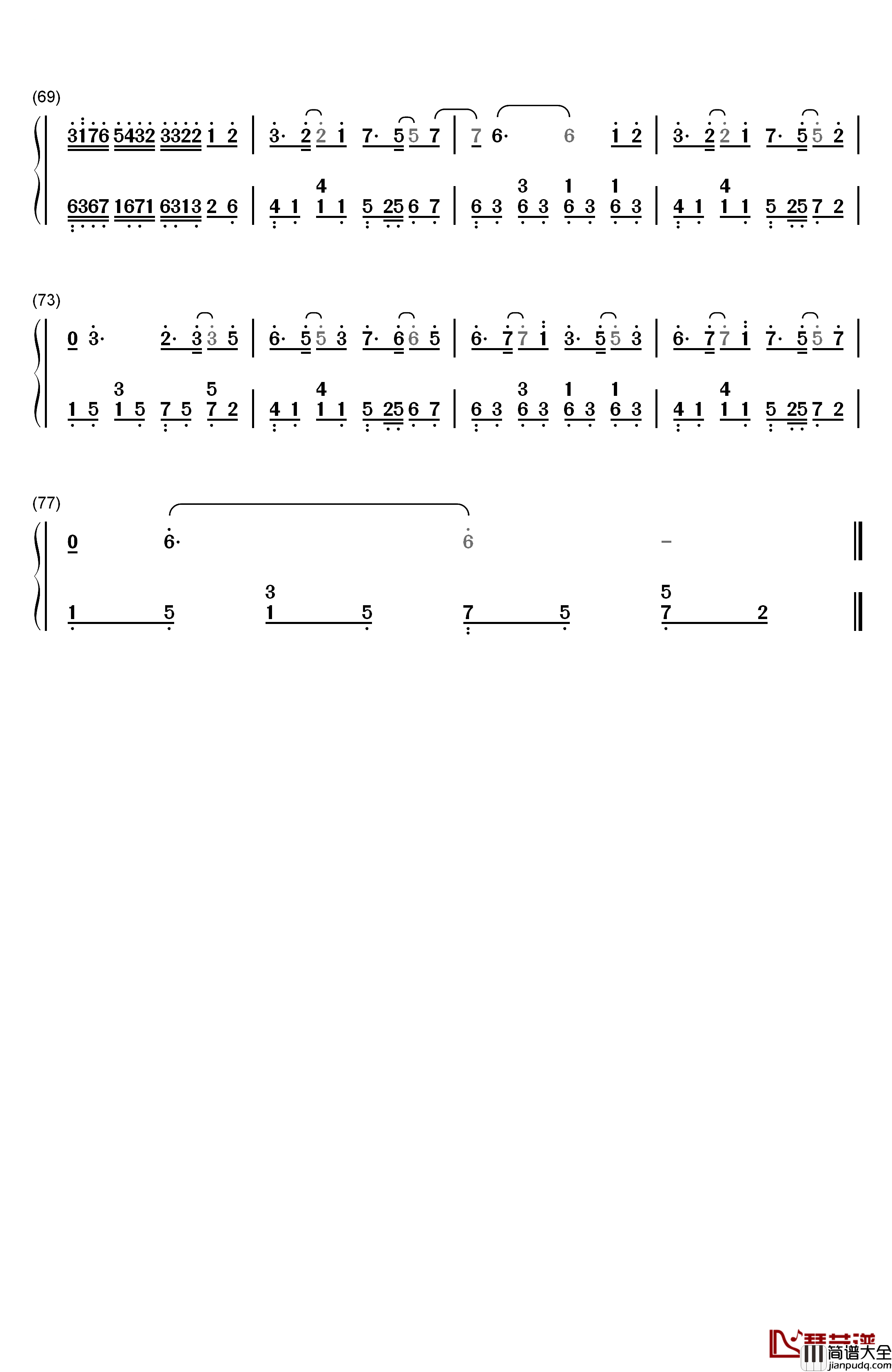 爱情似花钢琴简谱_数字双手_Sweet_Rain