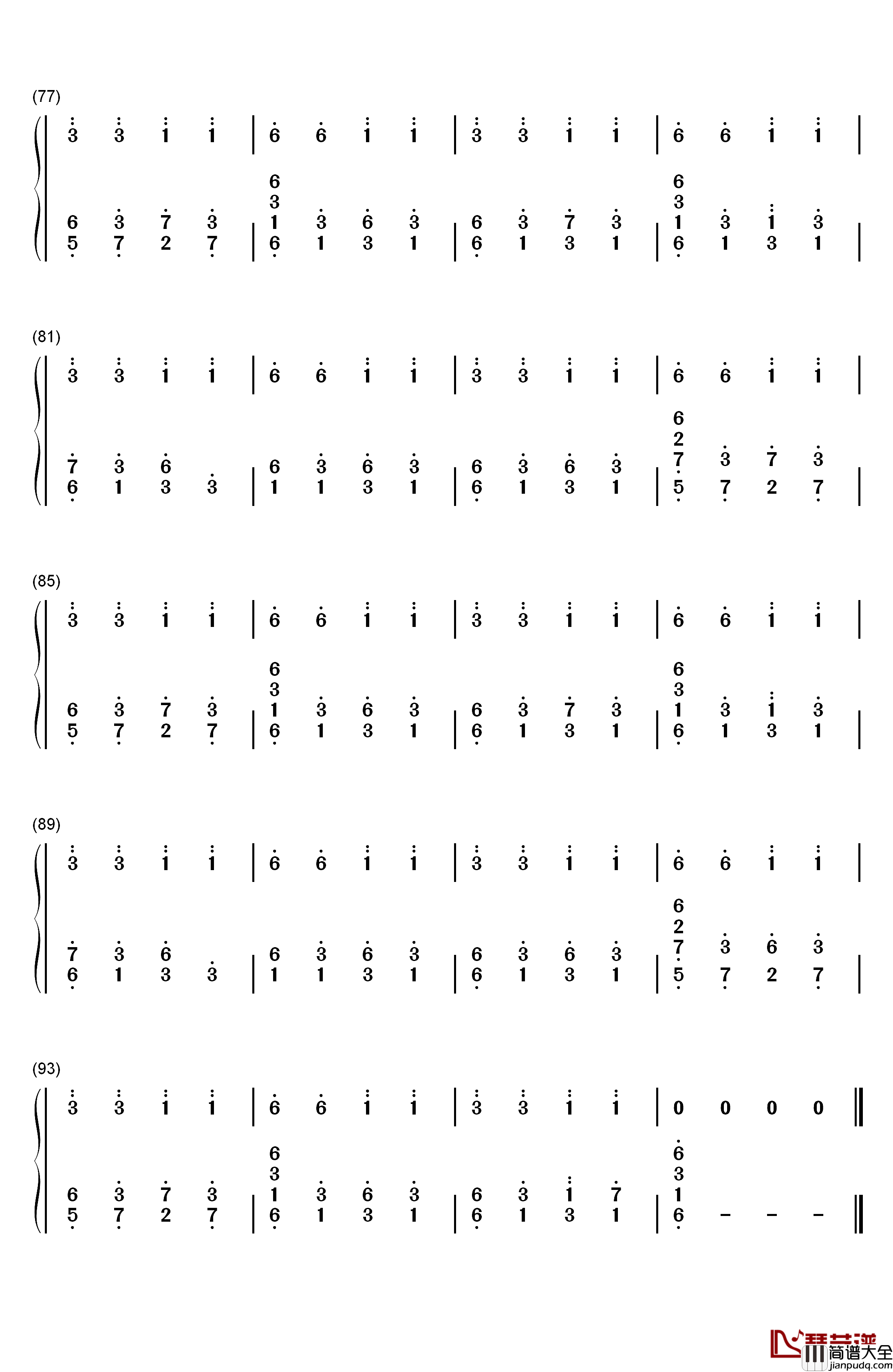 潮鸣り钢琴简谱_数字双手_折户伸治