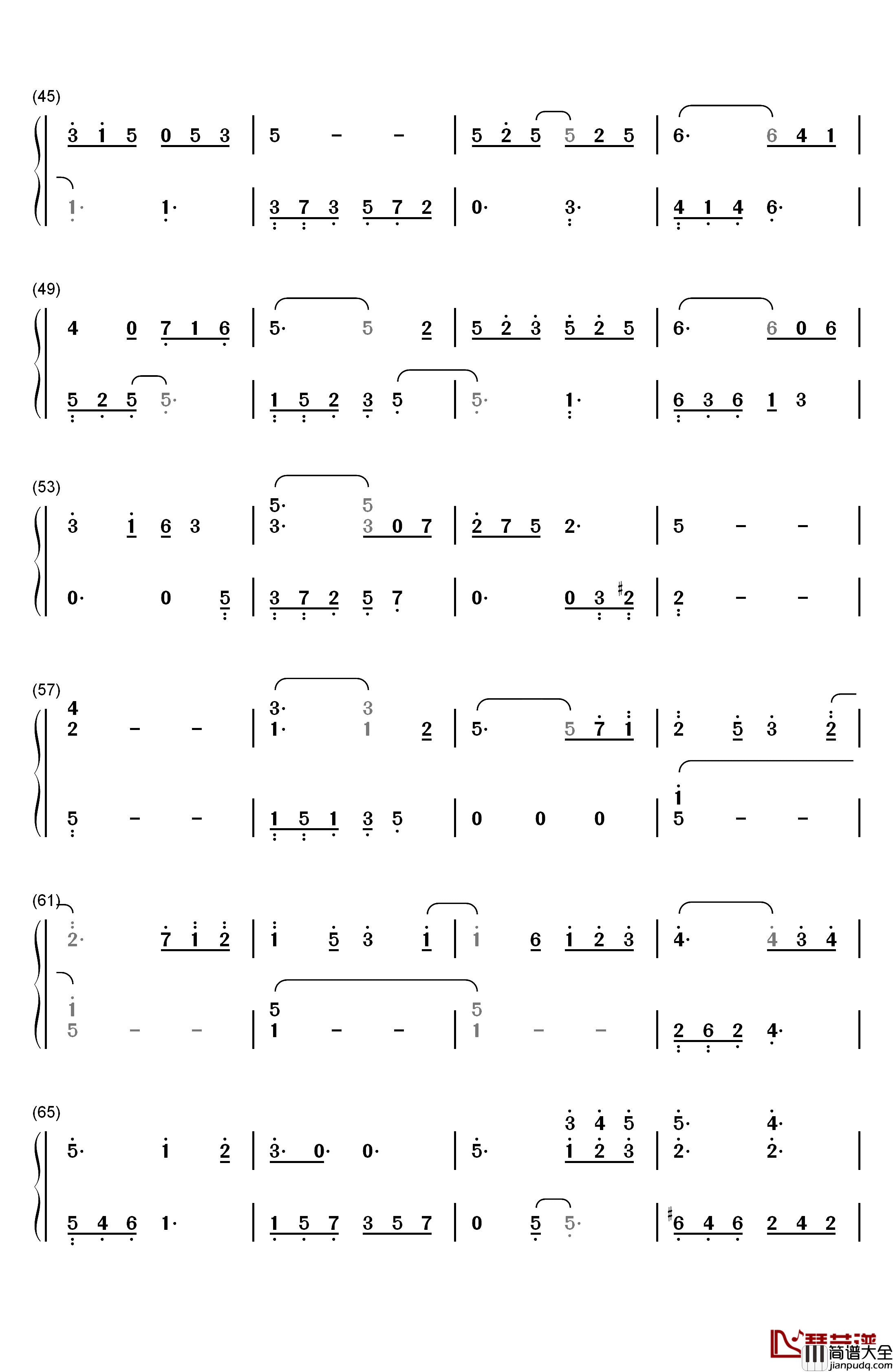 当你老了钢琴简谱_数字双手_莫文蔚