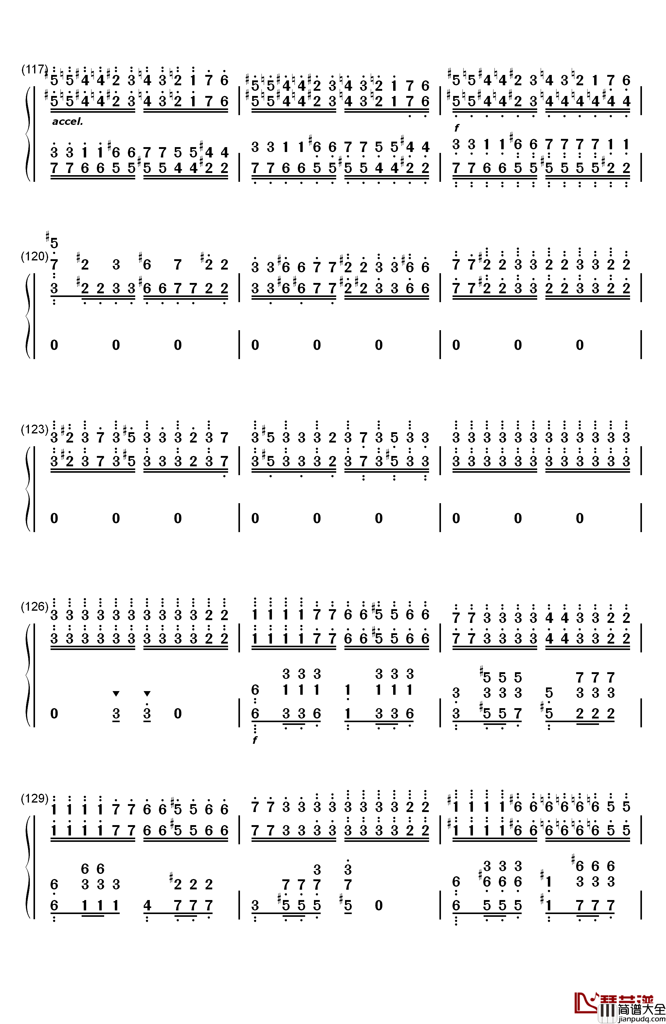 钟钢琴简谱_数字双手_李斯特