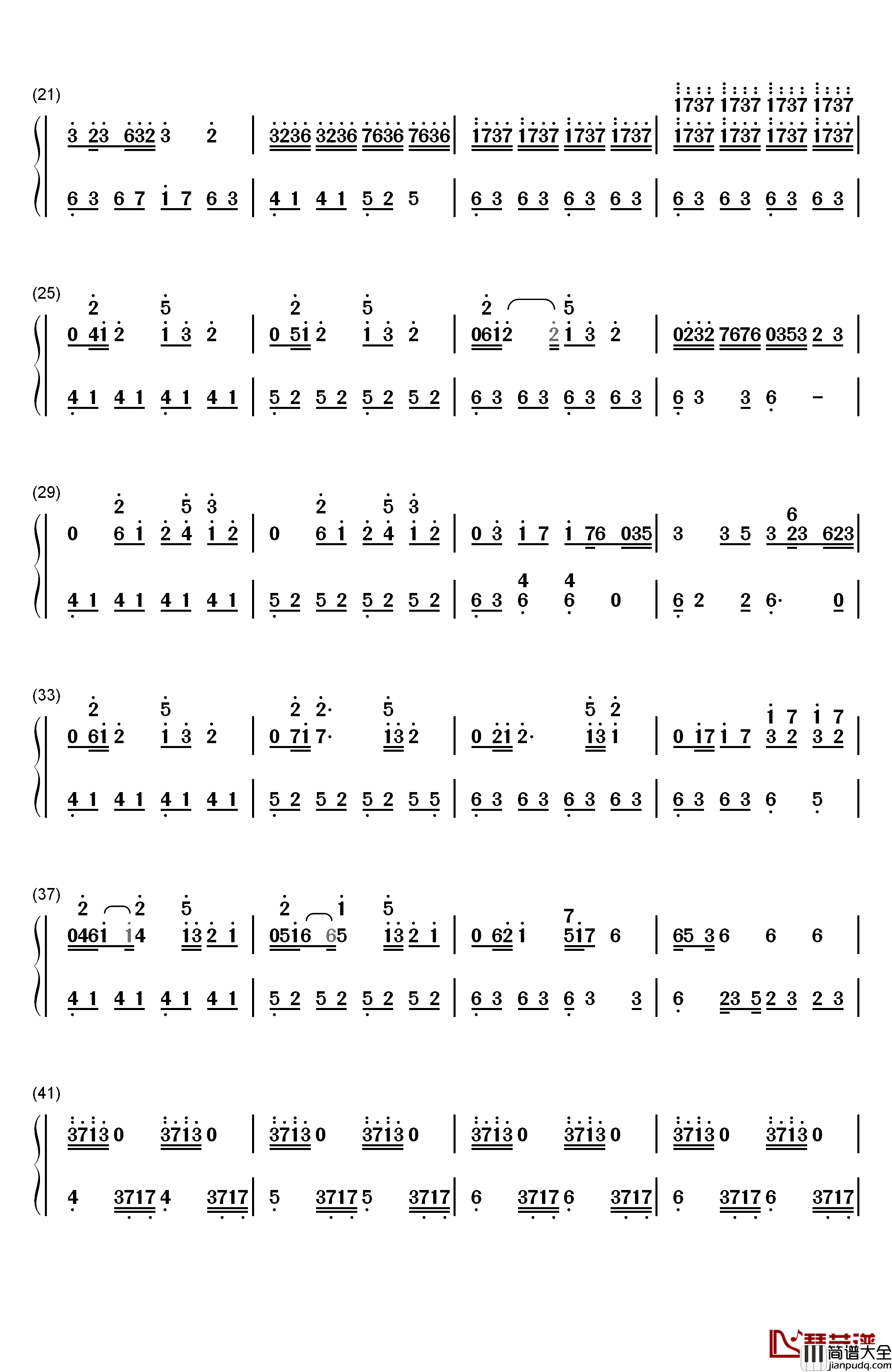 情书钢琴简谱_数字双手_Okawari