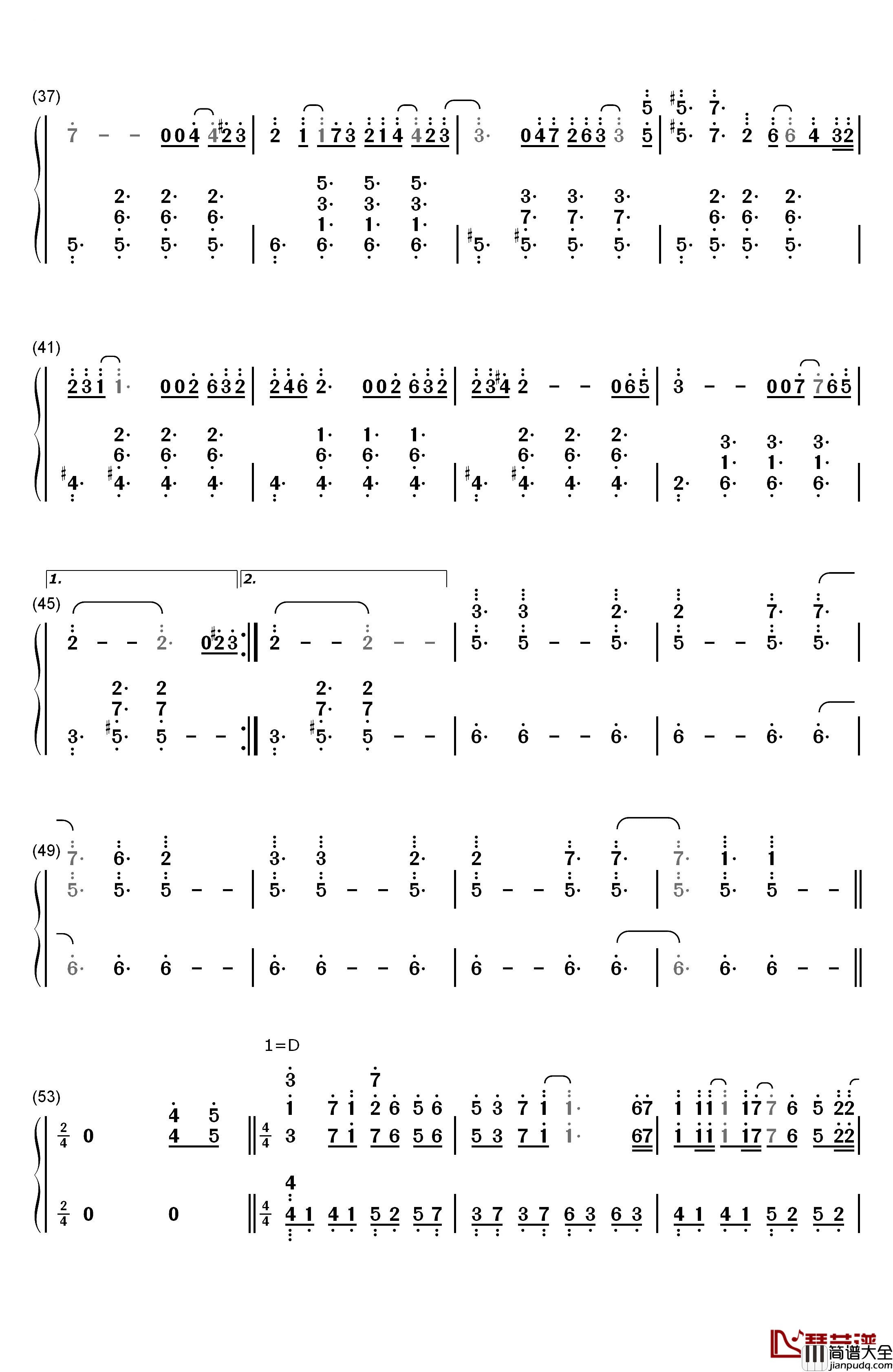 Itsuka钢琴简谱_数字双手_泽野弘之