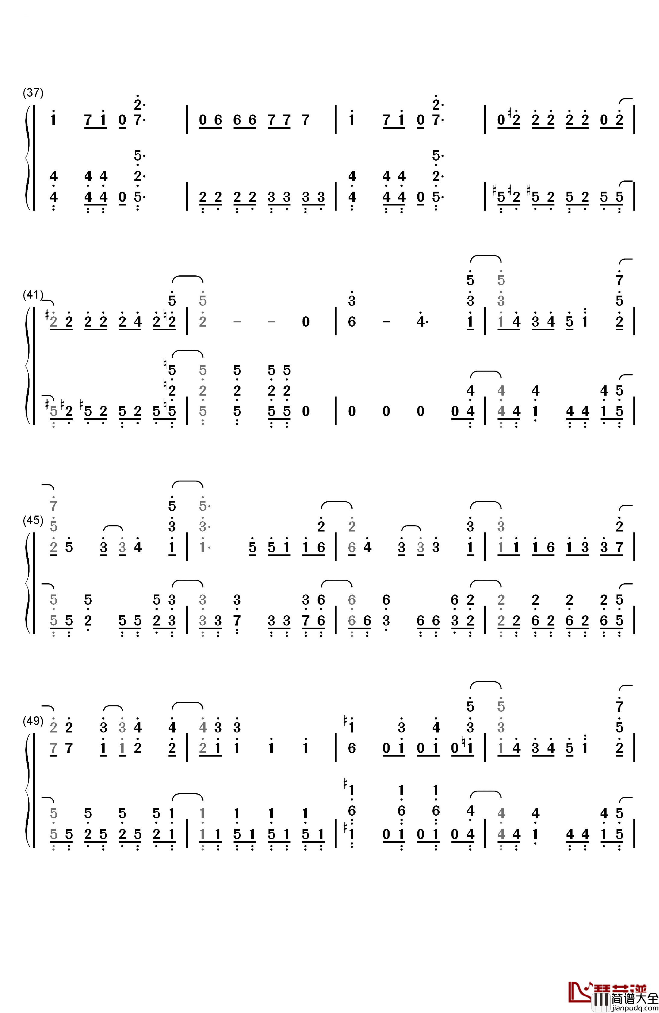 NEWLOOK钢琴简谱_数字双手_绫野真白