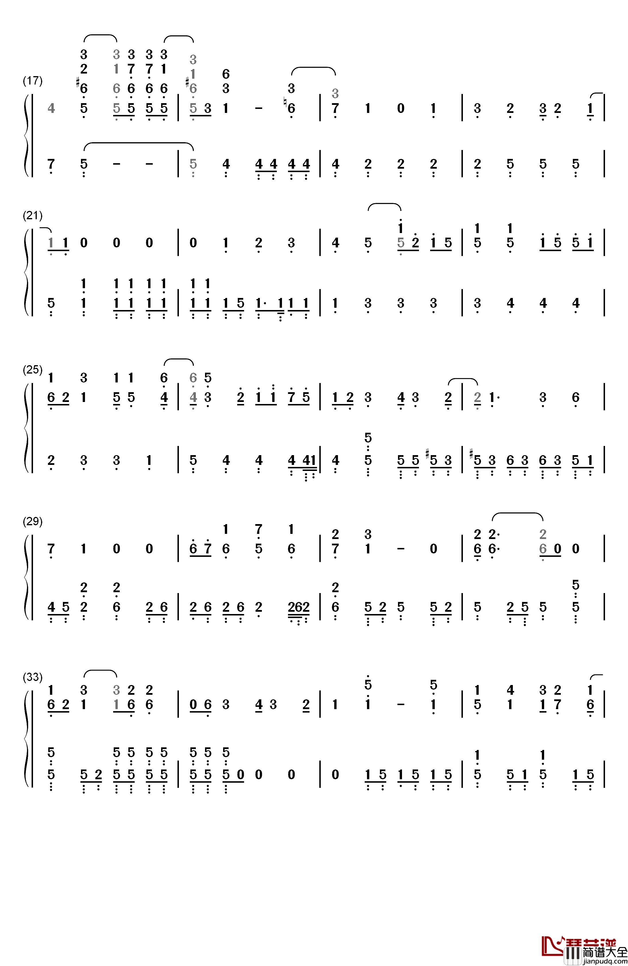 ボタン钢琴简谱_数字双手_PENGUIN_RESEARCH